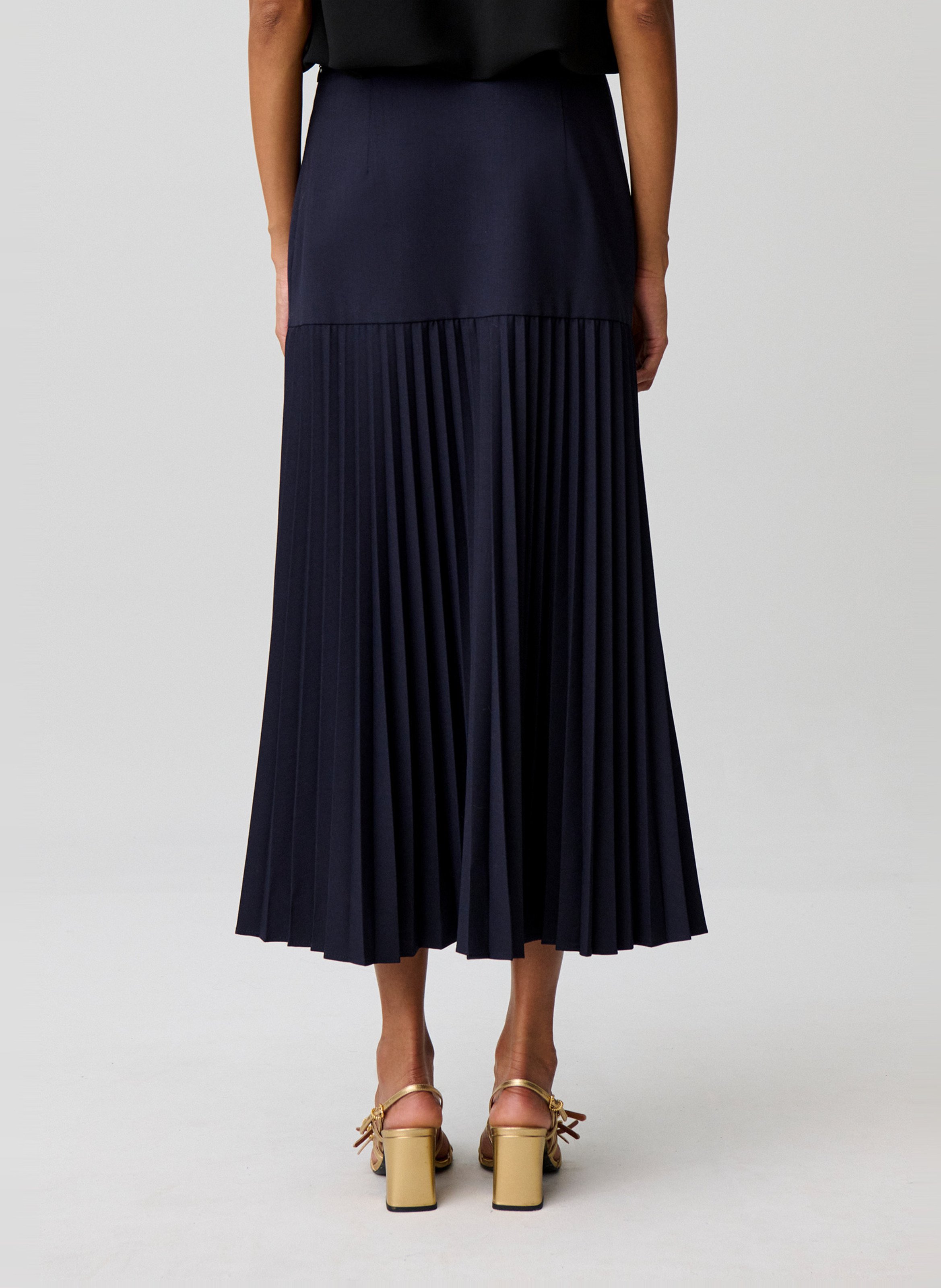 Geplooide lange rechte rok CLAUDIE PIERLOT Blauw