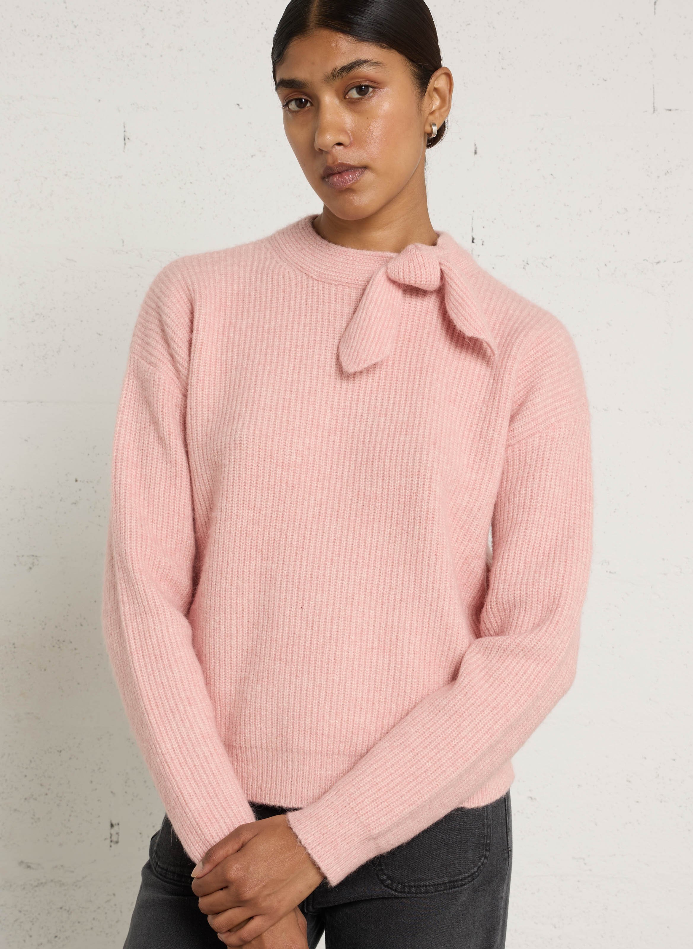 Pull col rond en laine mélangée MAISON 123 Rose