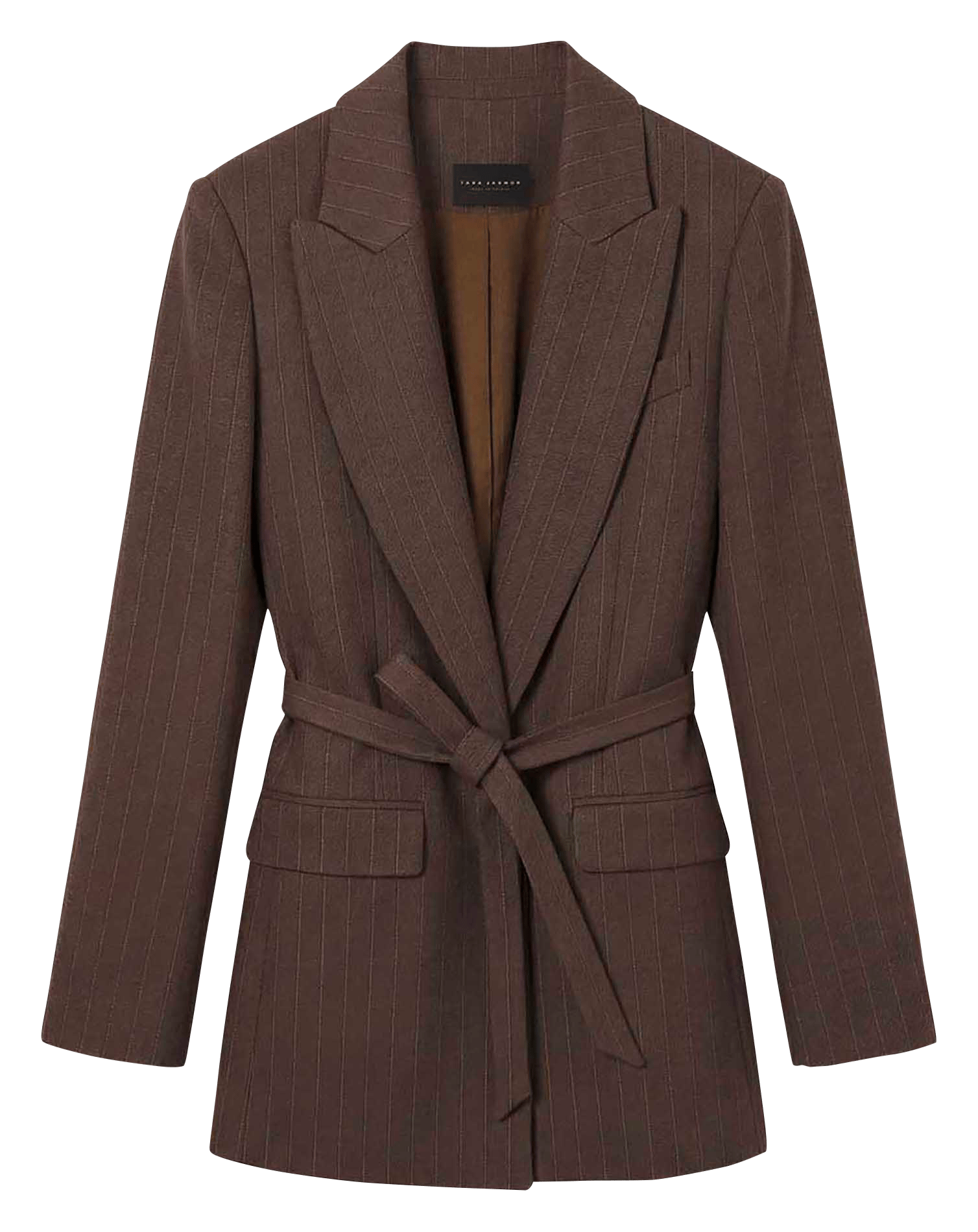 Striped belted blazer TARA JARMON Brown