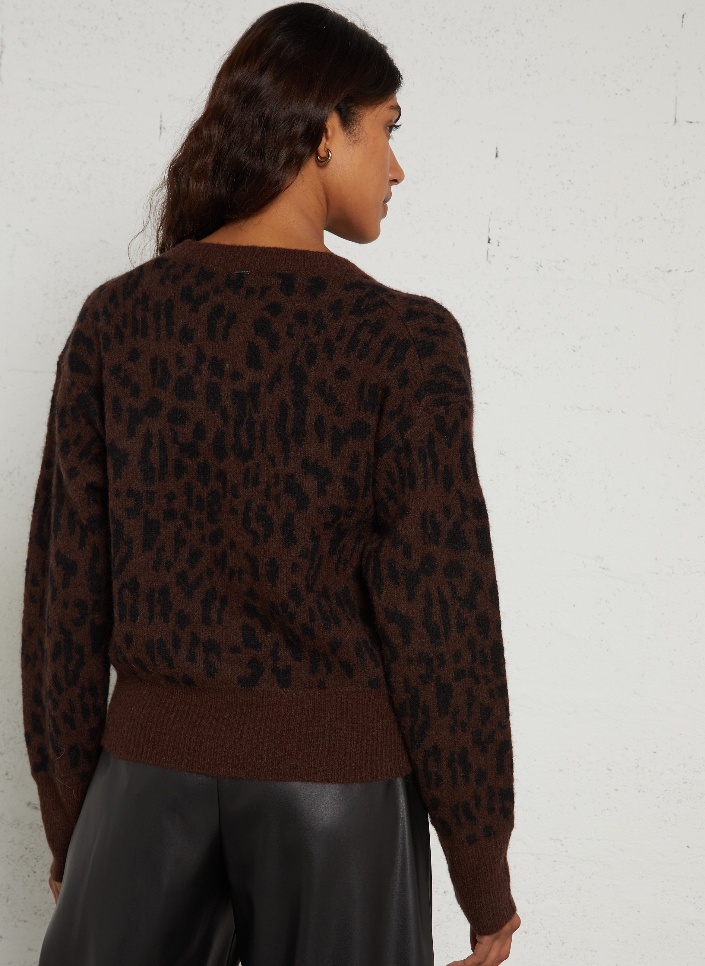Printed wool blend cardigan IKKS Brown