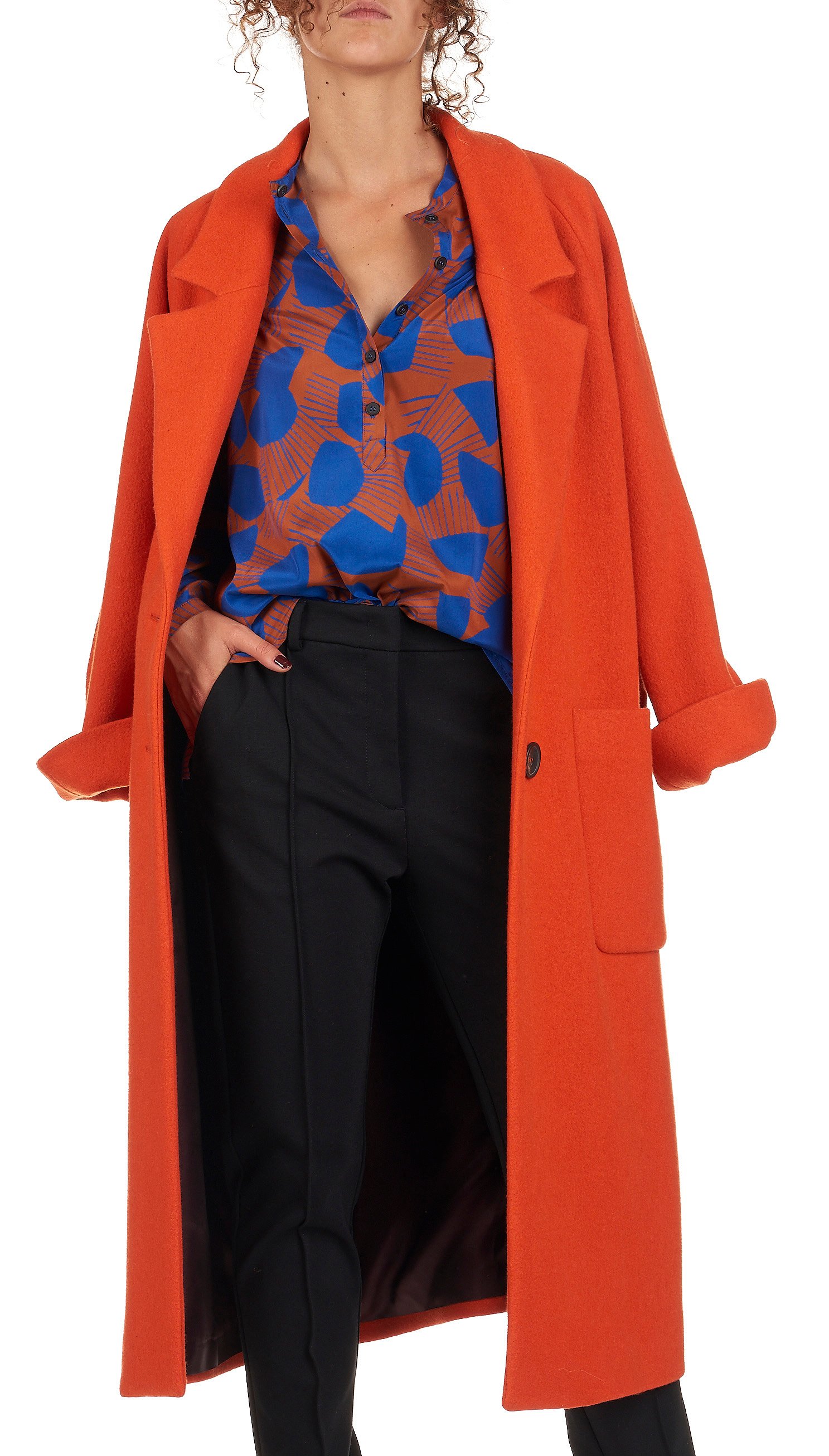 Long wool blend coat ATTIC AND BARN Orange