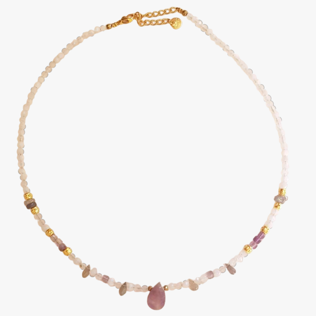 Moonstone and fluorite necklace GINANDGER White