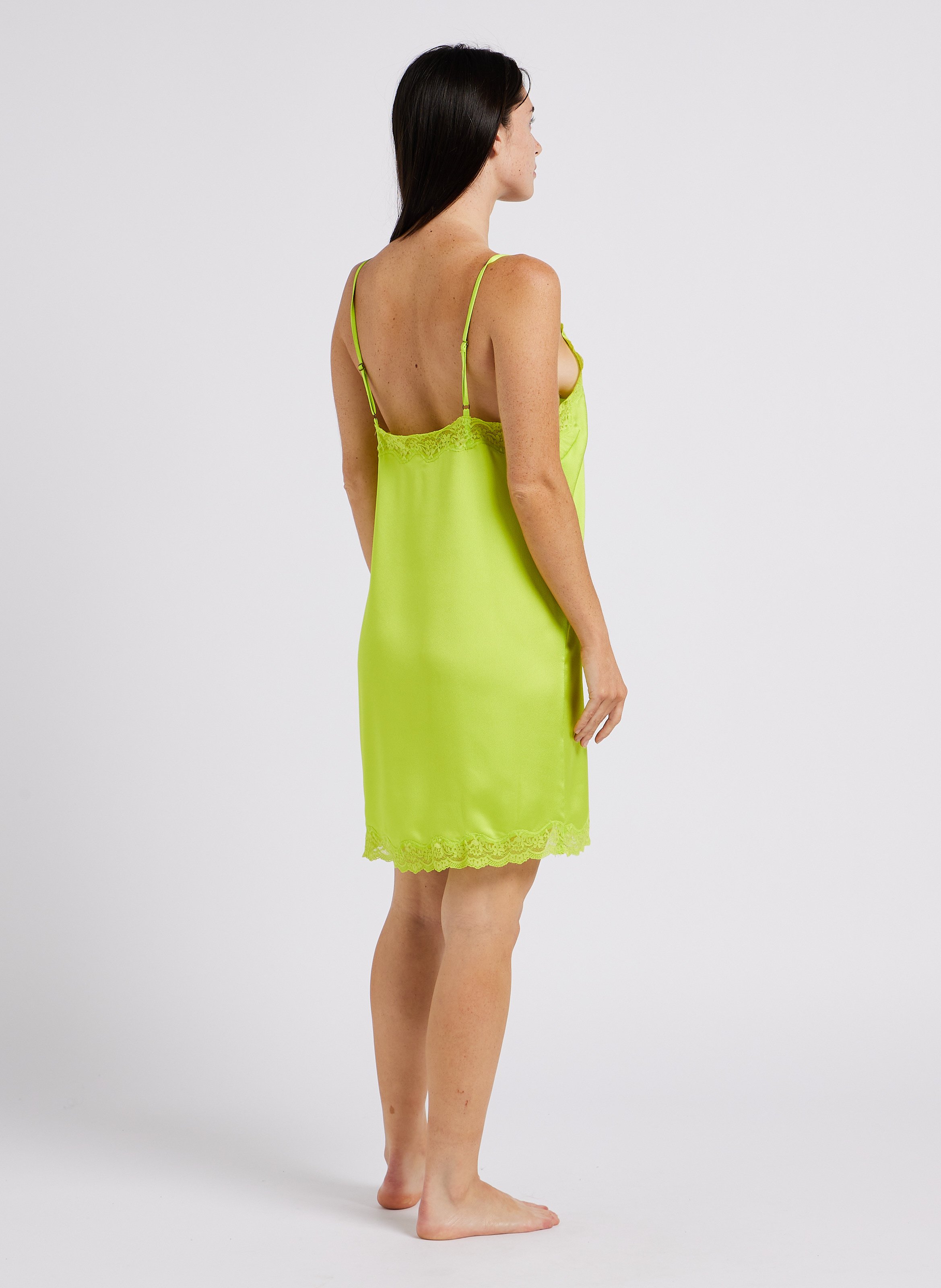 Kurzes Loungewear-Kleid mit Spitze Grun