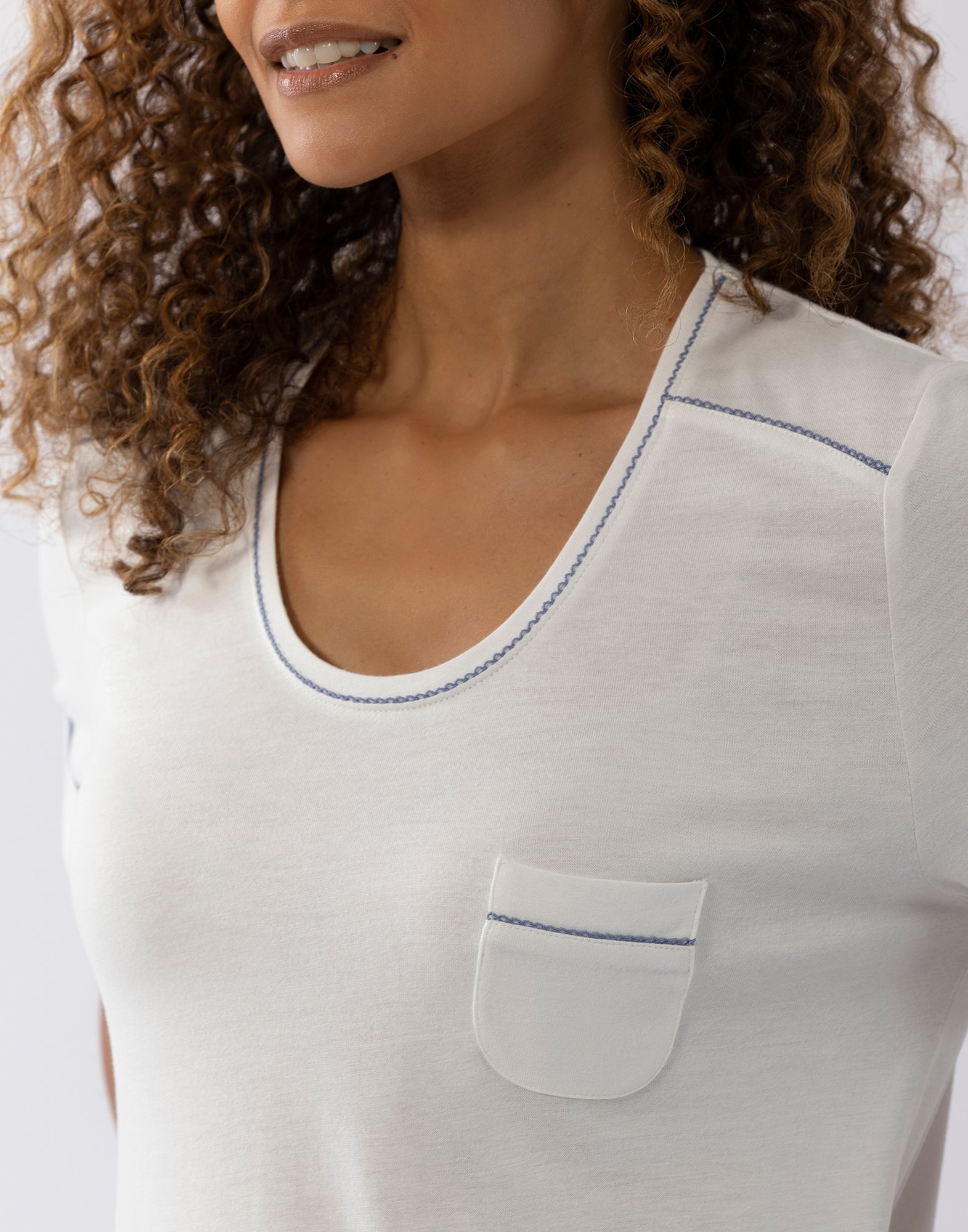 Short-sleeved cotton modal nightshirt LE CHAT White