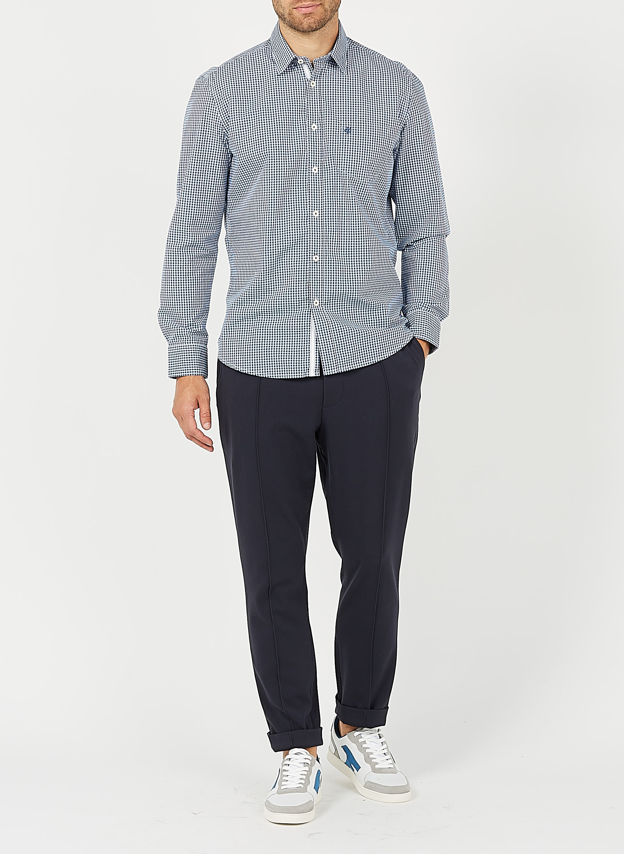 Chemise col classique regular fit à carreaux en coton MARC O'POLO Blanc