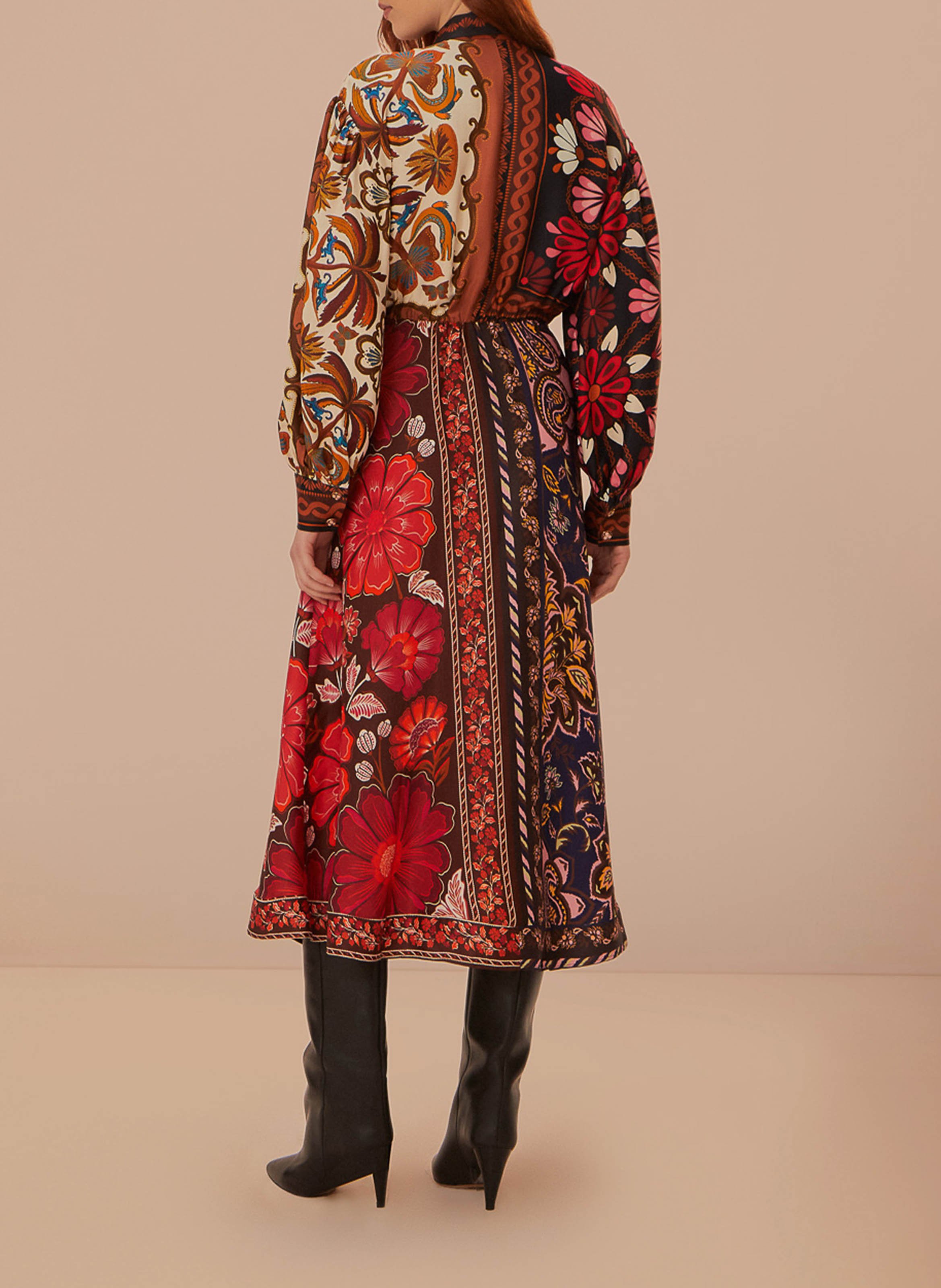 Bedrucktes Maxikleid aus 100% Viskose Mehrfarbig