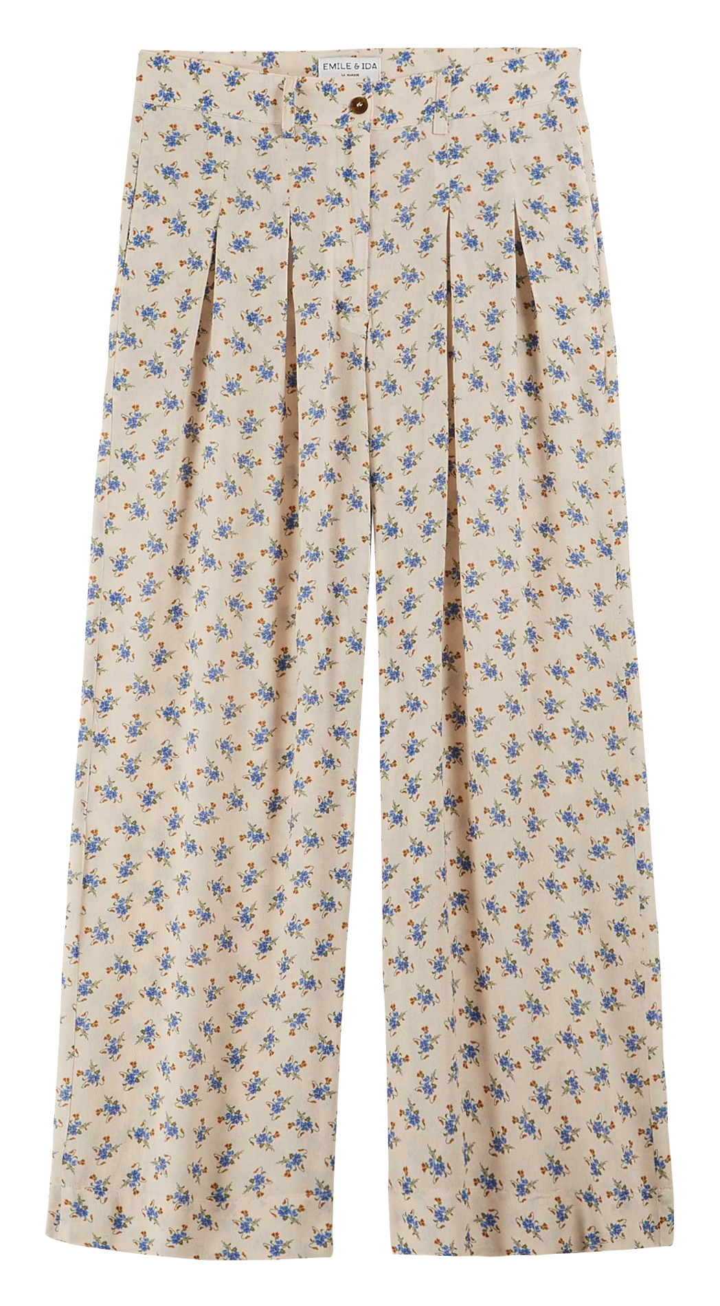 Pantaloni larghi stampati Beige