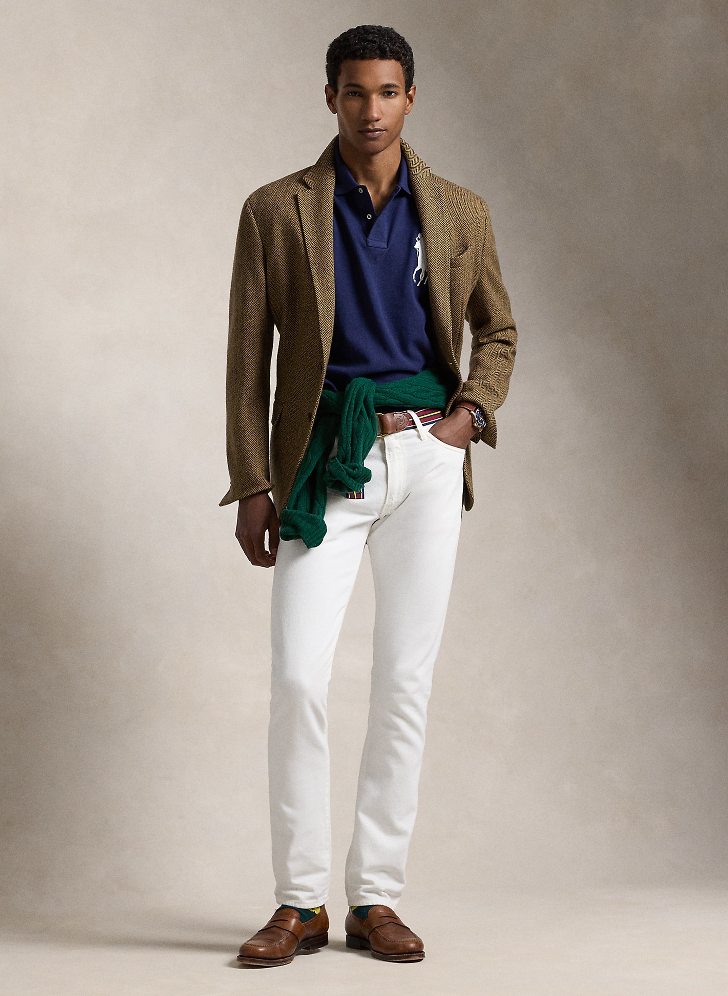 Embroidered slim fit cotton polo POLO RALPH LAUREN Blue