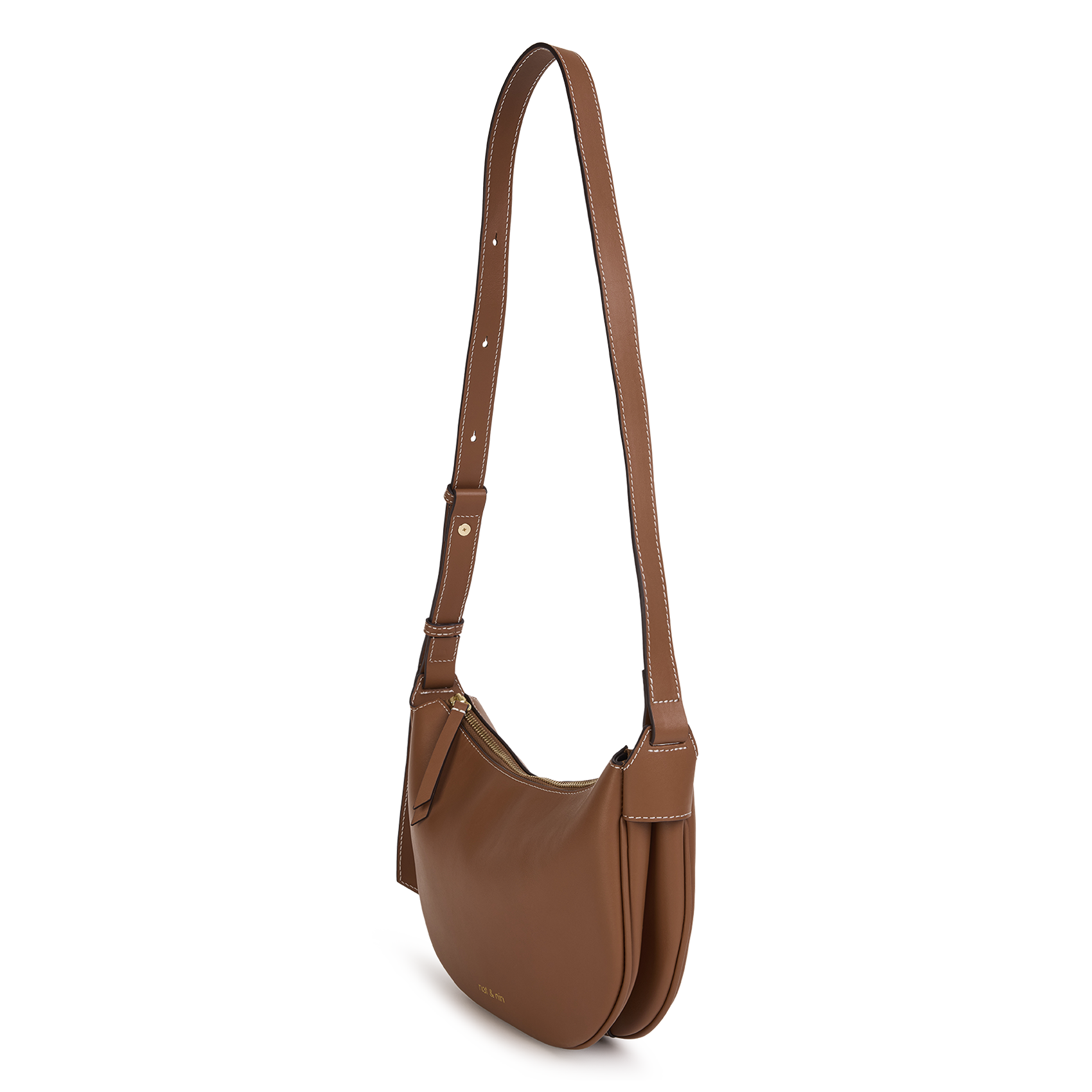 Sac bandoulière demi-lune en cuir NAT & NIN Marron