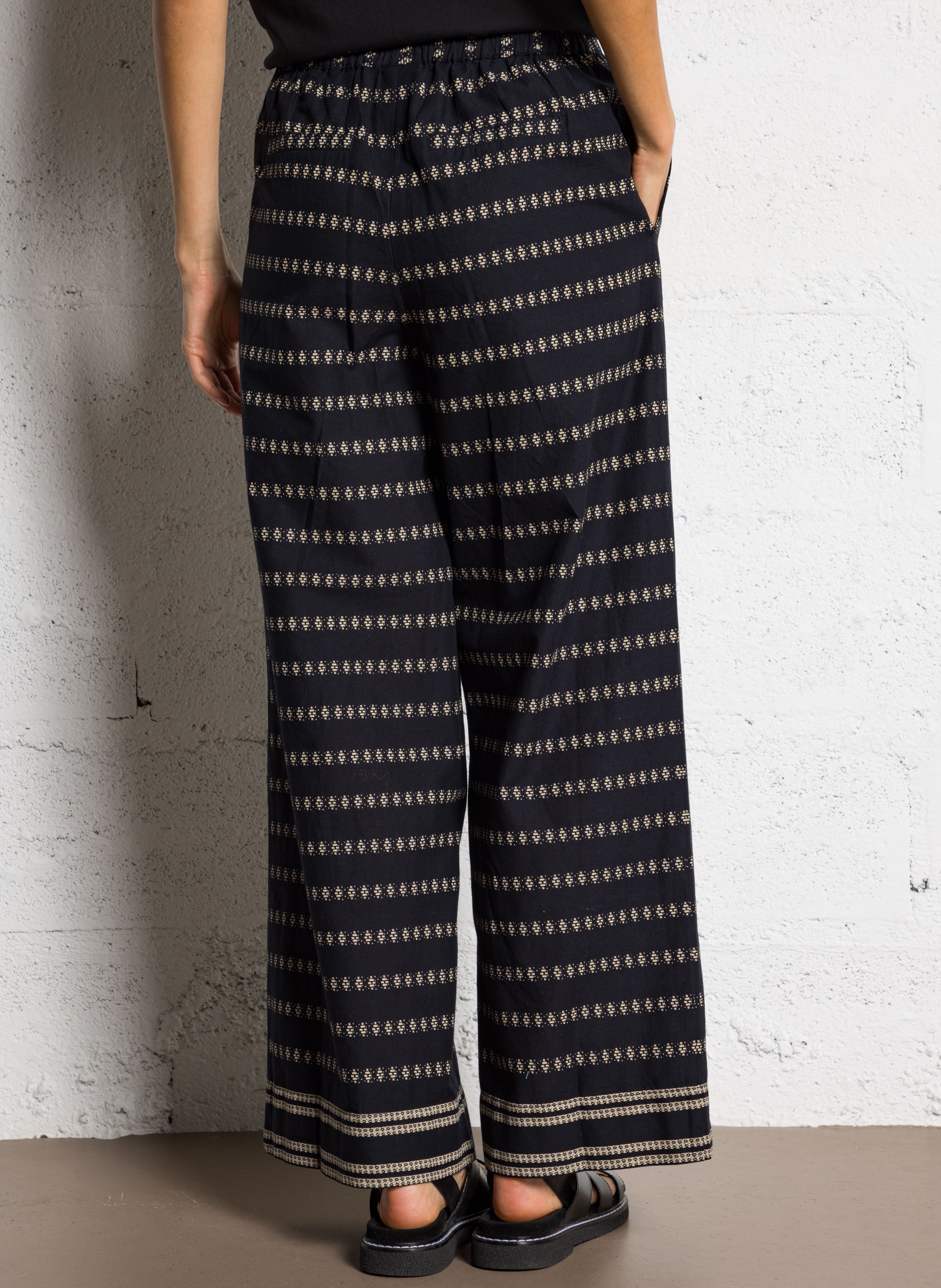 Pantalon taille haute imprimé Noir