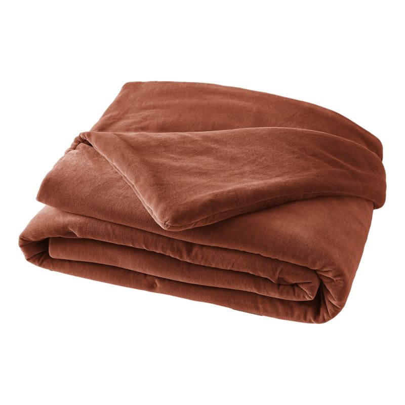 Cotton gauze bedspread or end-of-bed throw L'EFFET PAPILLON Red