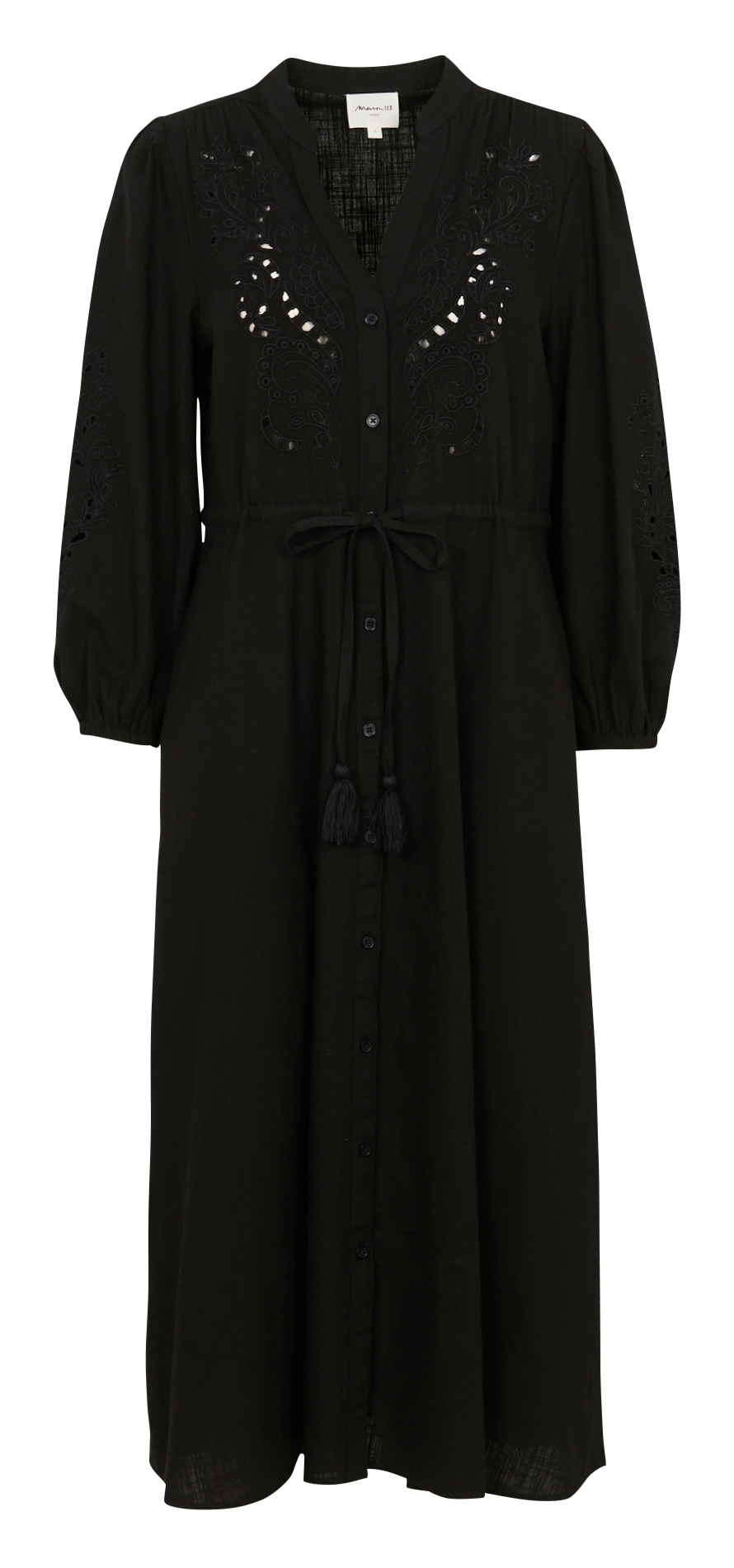 Robe longue oversize en coton brodé MAISON 123 Noir