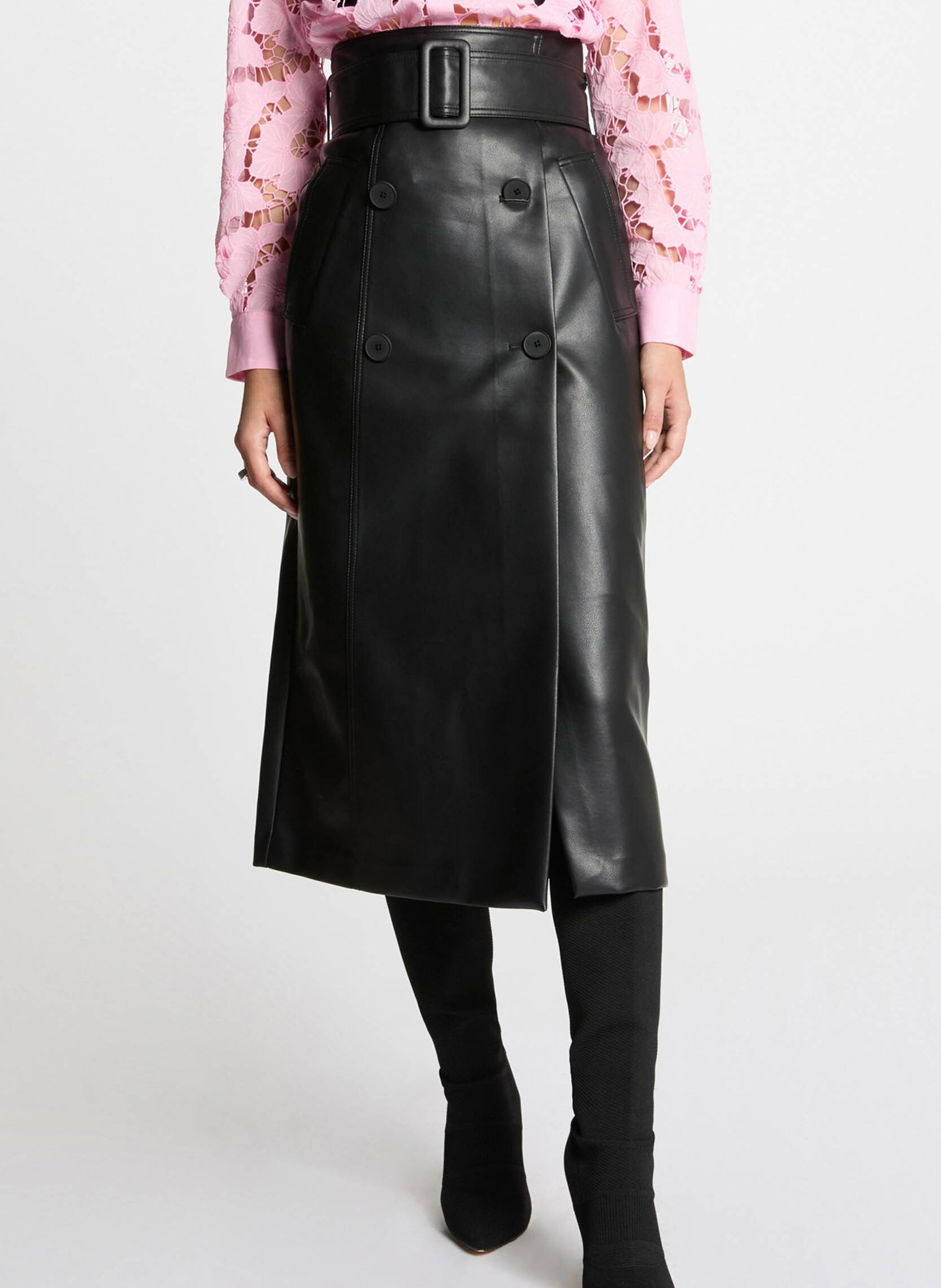 Long faux leather skirt MORGAN Black