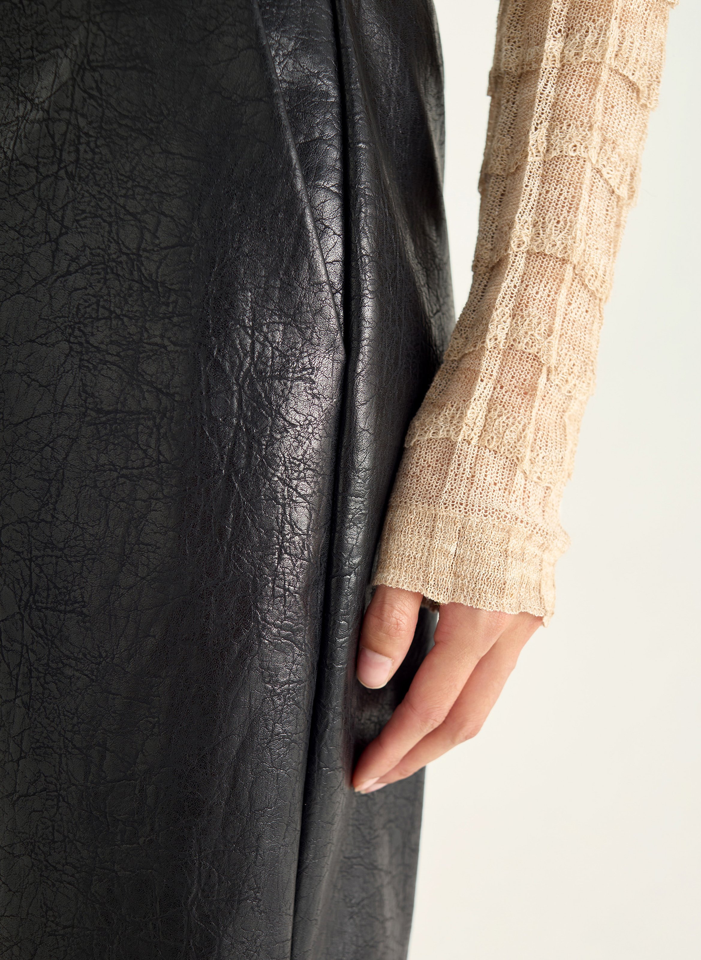 Bermuda large effet cuir vieilli COTELAC Noir