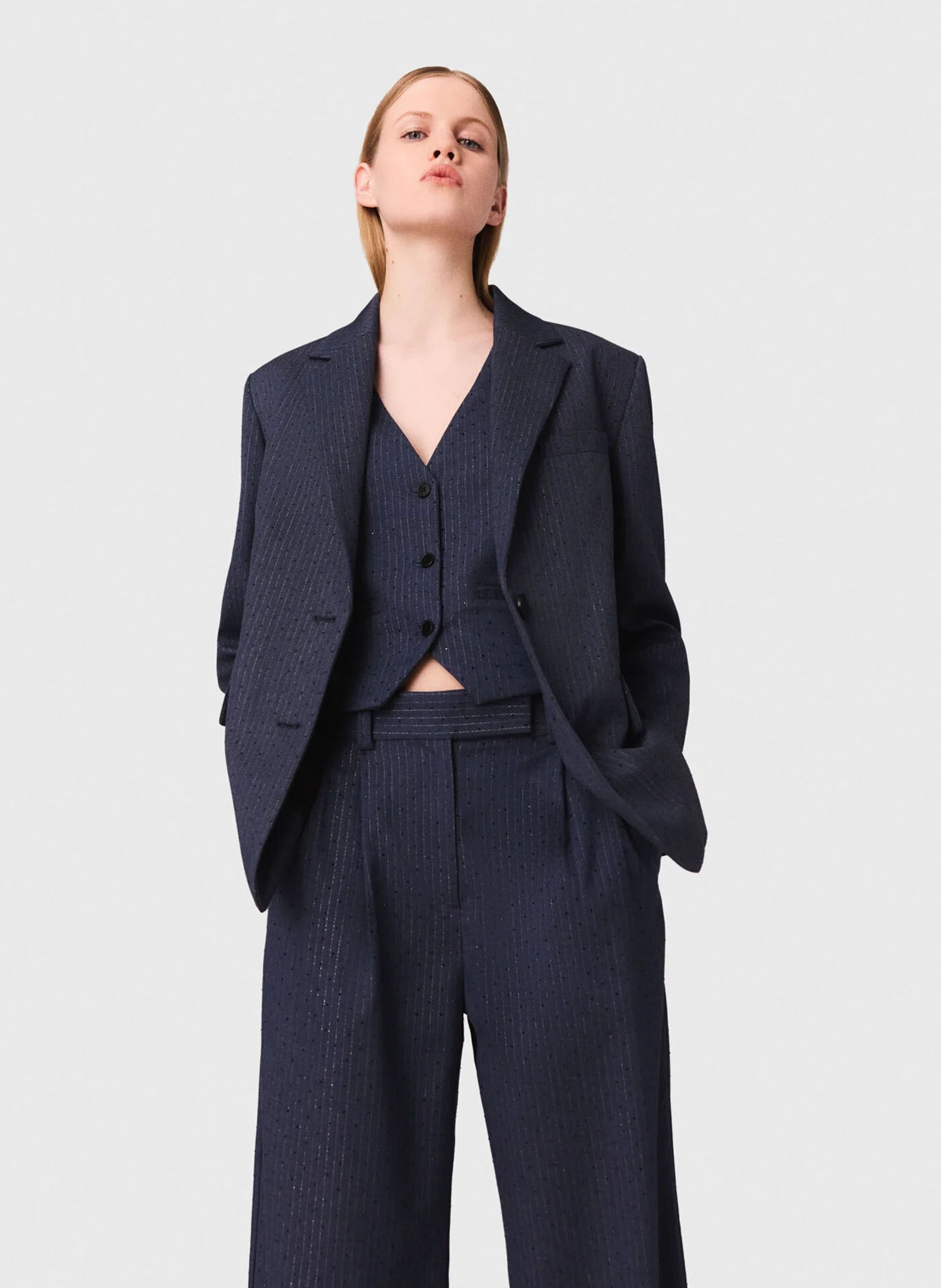 Striped suit jacket MAJE Blue