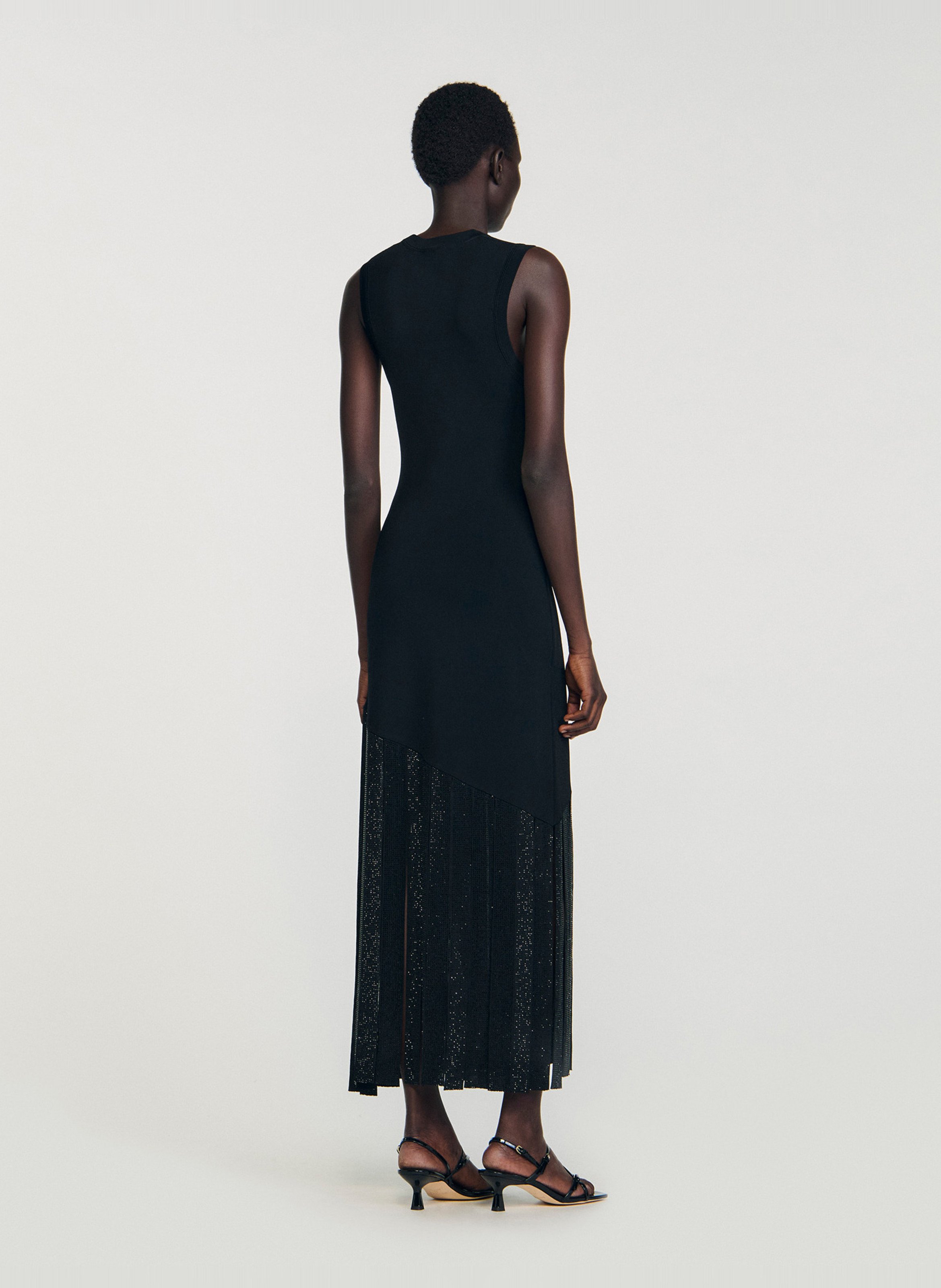 Lange jurk met ronde hals SANDRO Zwart