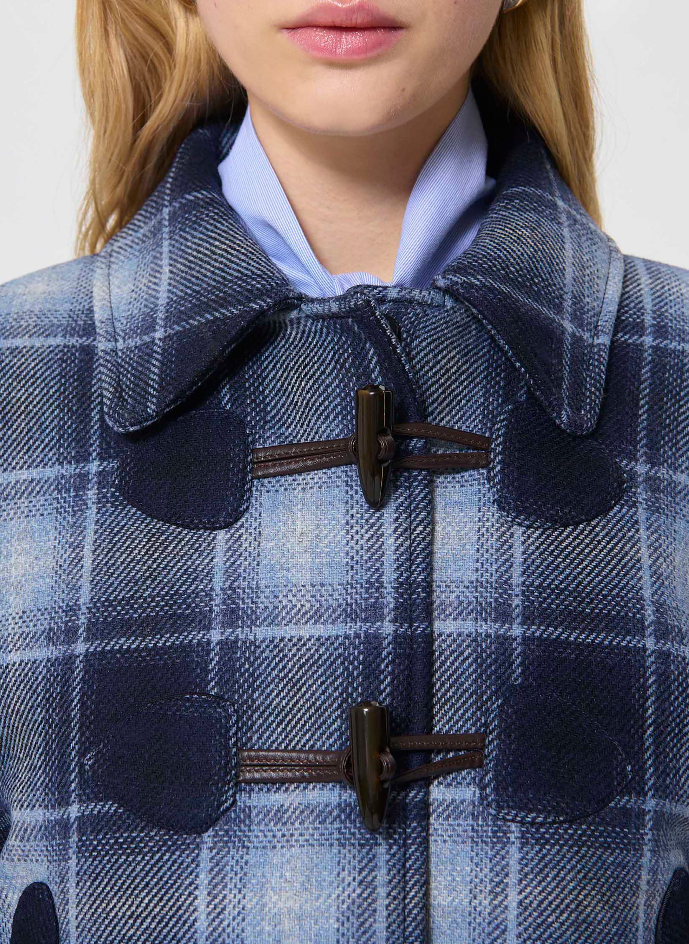 Short straight jacket with classic collar in blended wool TARA JARMON Blue
