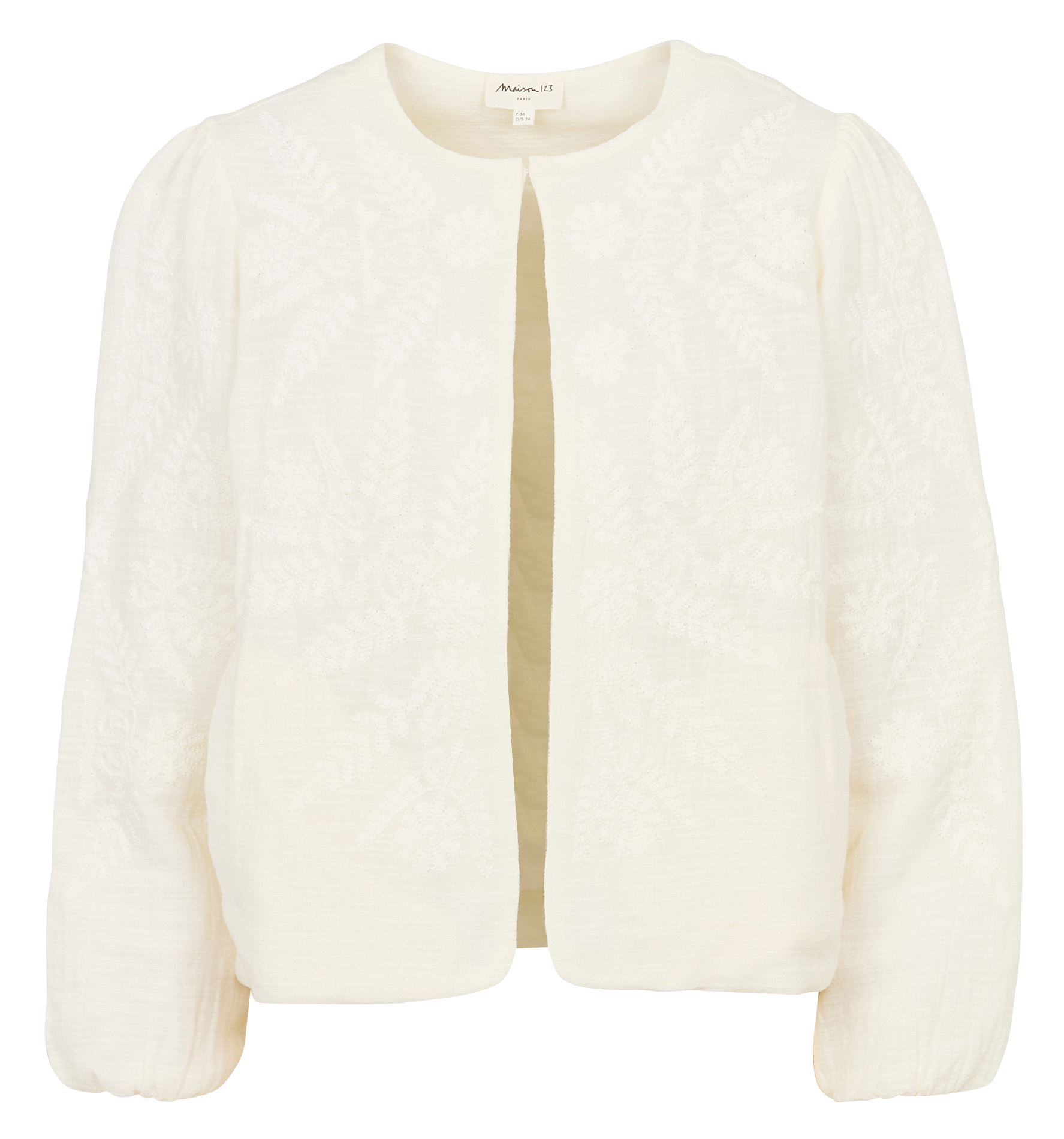 Veste droite en coton brodé MAISON 123 Beige