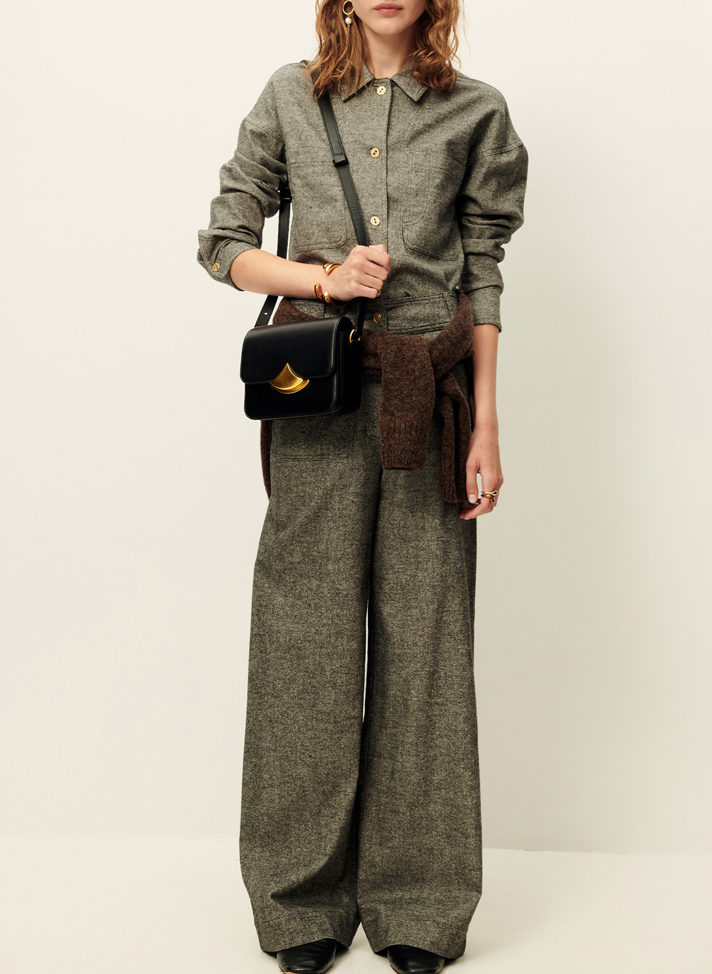 Recht overshirt met klassieke kraag | katoenblend SESSUN Grijs