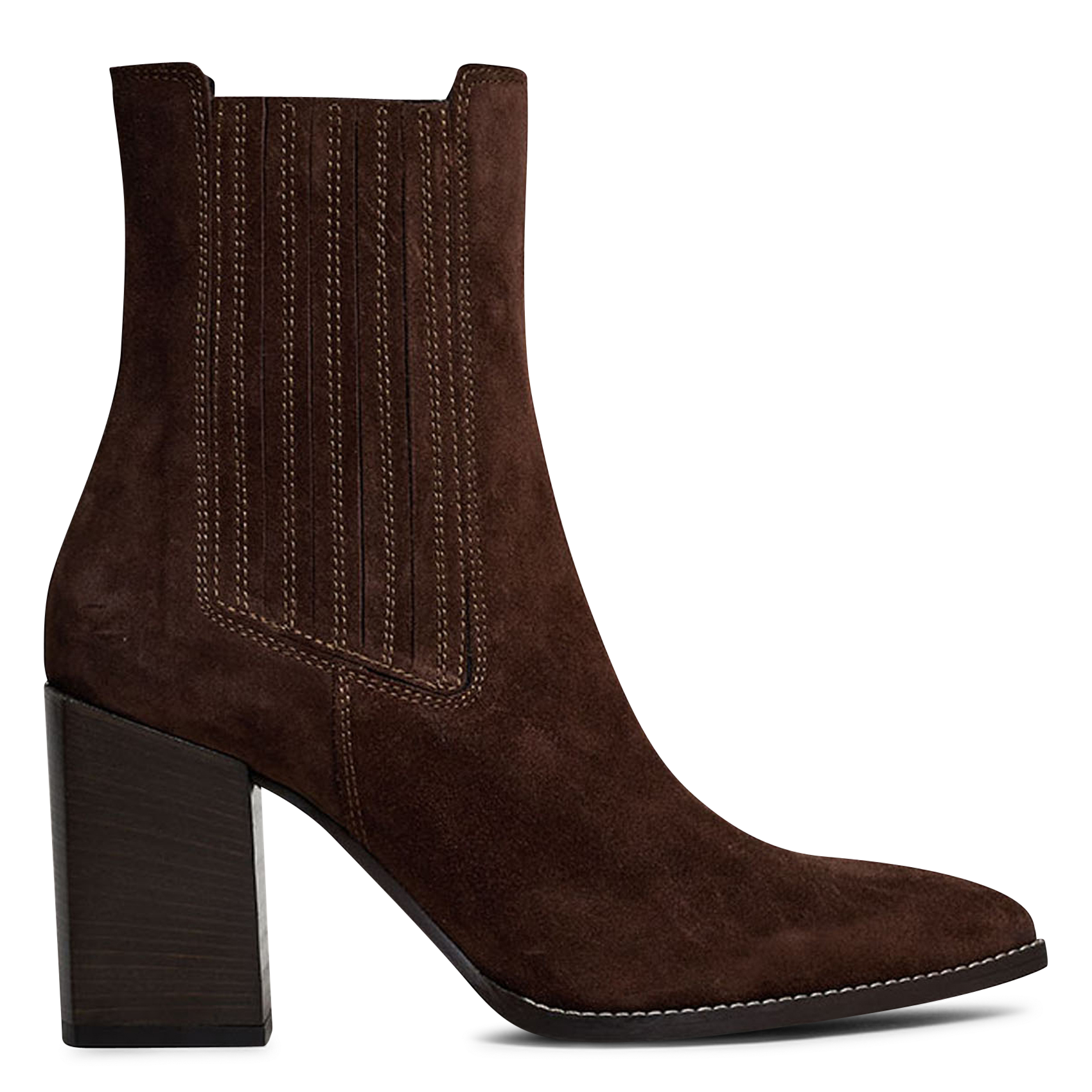 Heeled suede leather mid-calf boots JONAK Brown