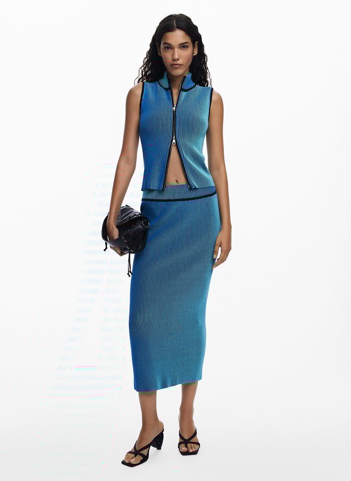 Striped midi tube skirt DESIGUAL Blue