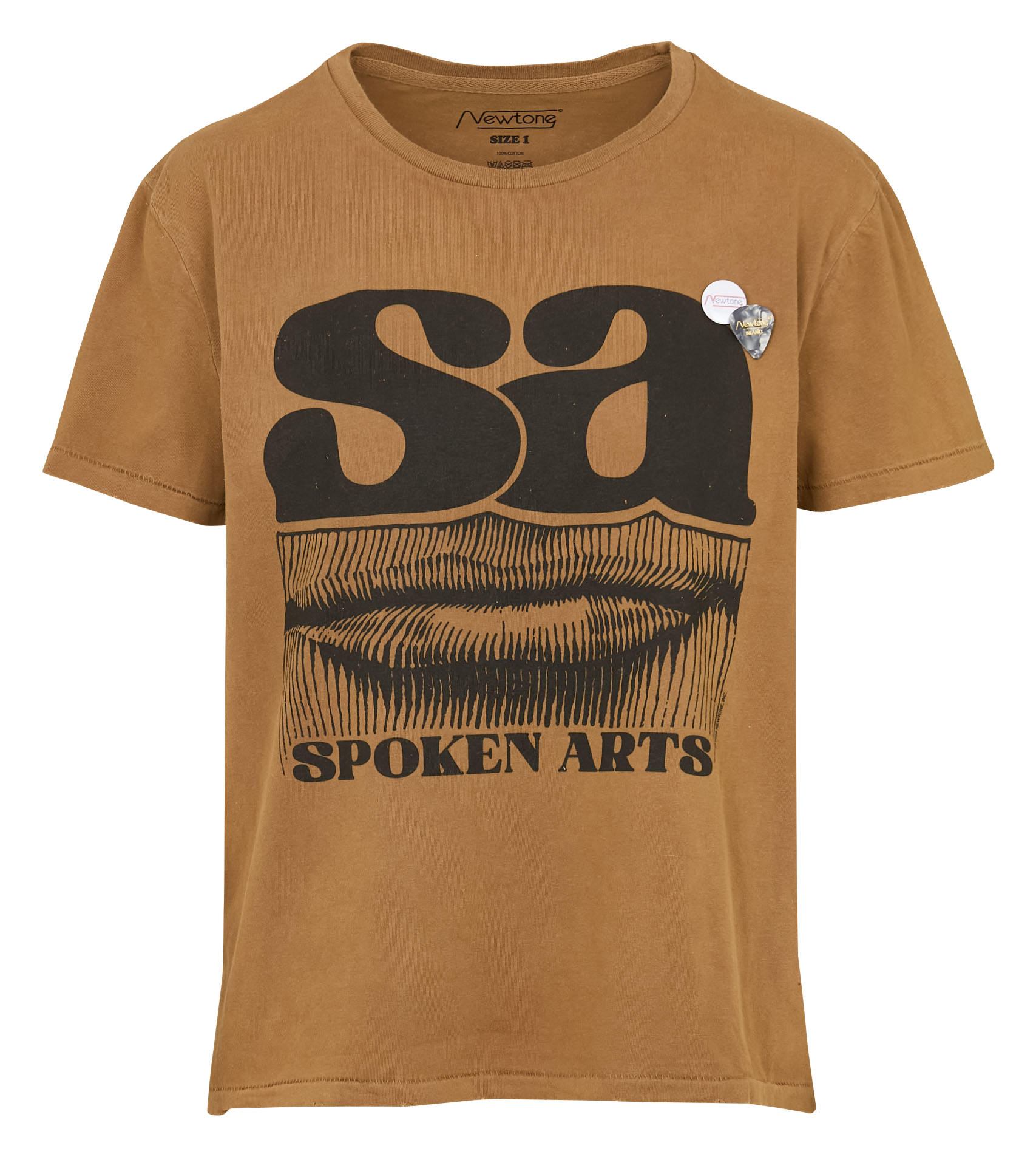 Tee-shirt droit col rond sérigraphié en coton NEWTONE Marron