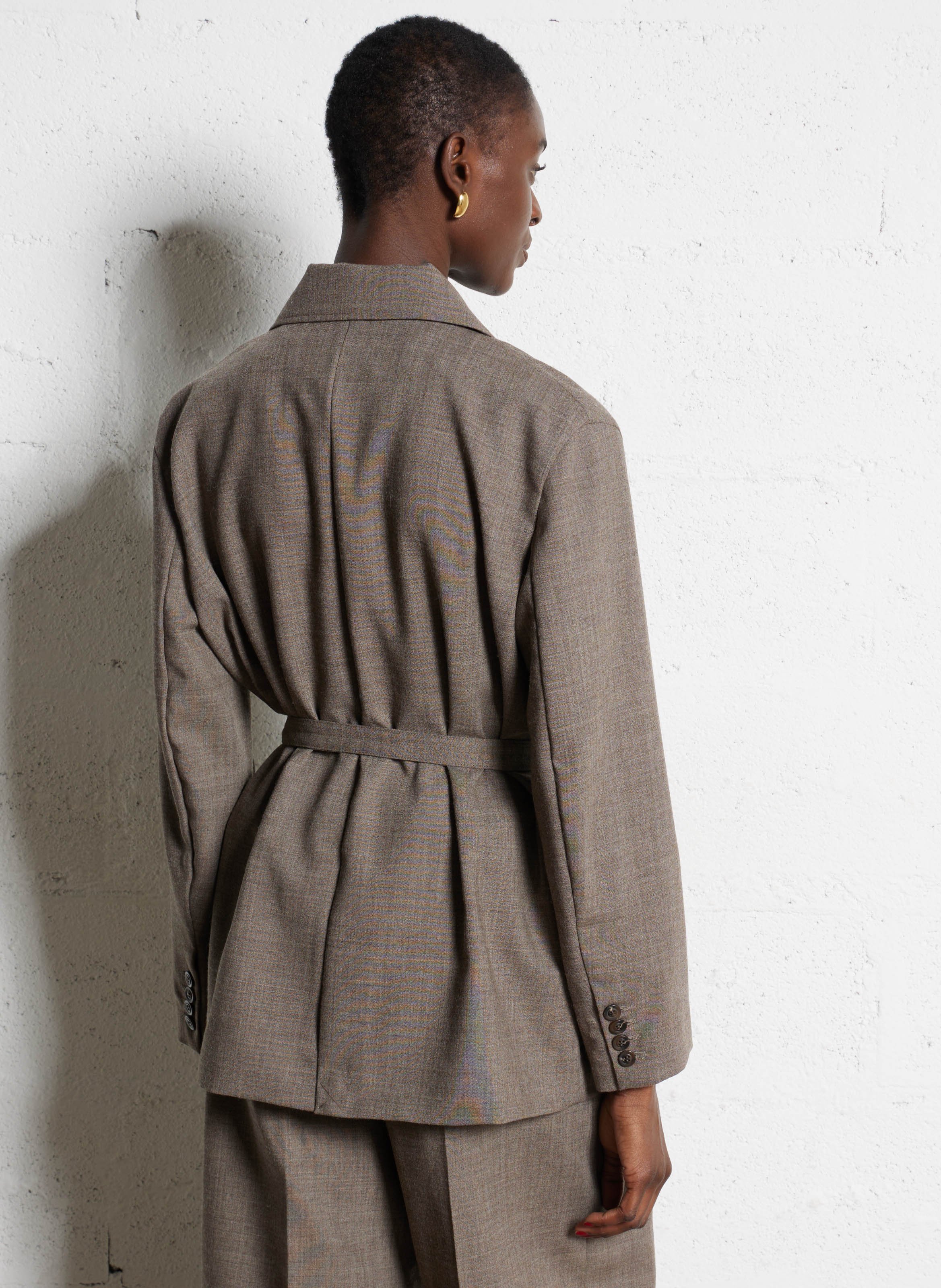 Veste droite en laine SOEUR Marron