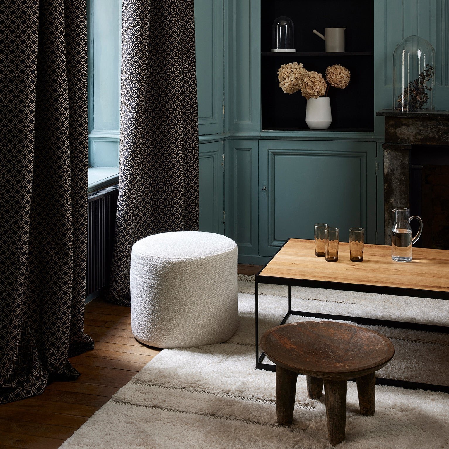 Pleated ribbon curtain MADURA Black