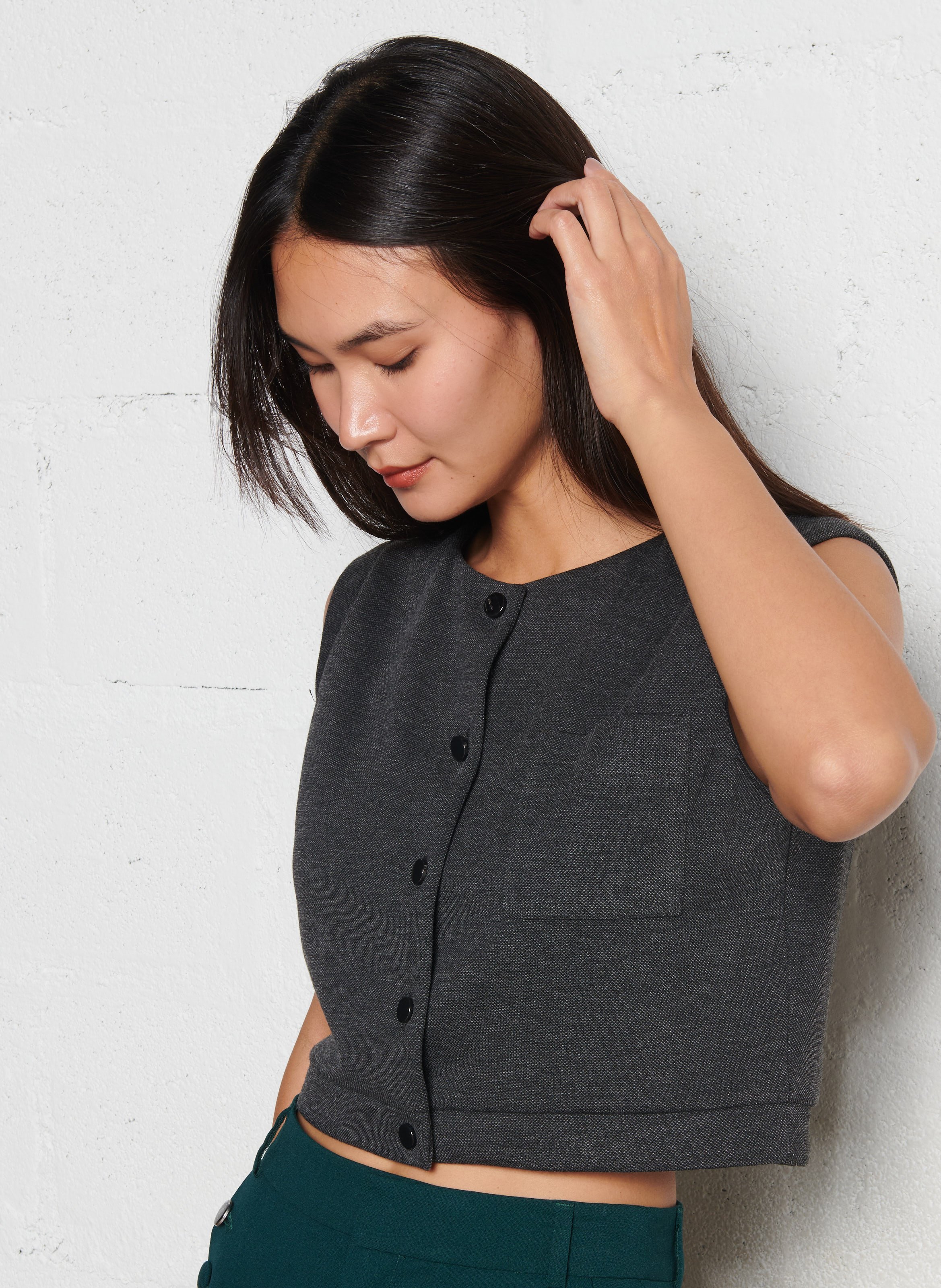 Knit crop top I CODE Grey