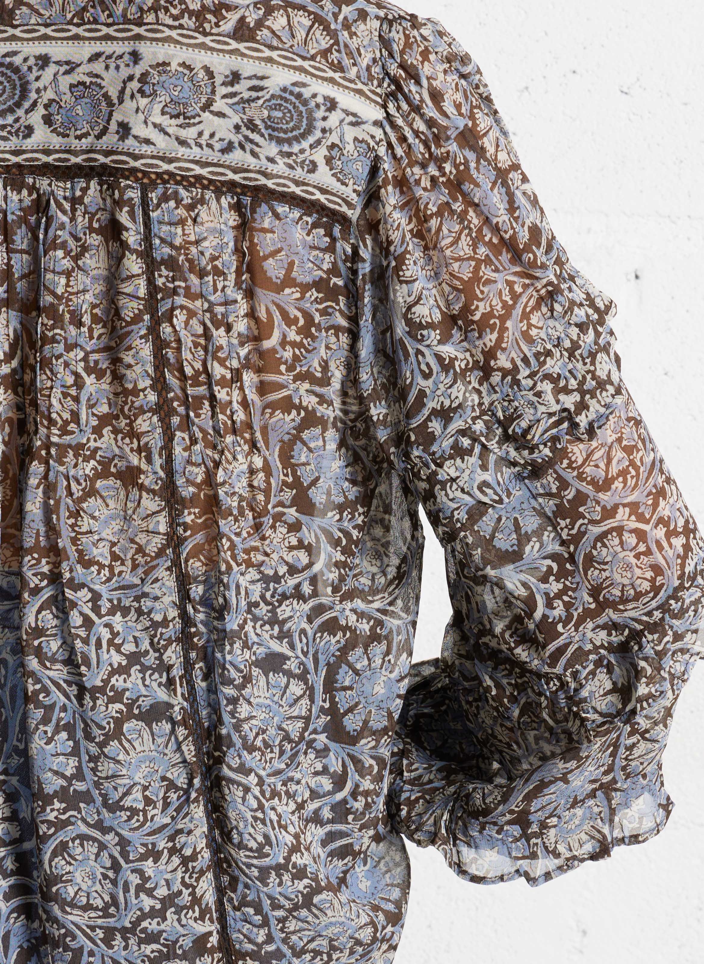 Floral print round-neck blouse MAISON HOTEL Blue