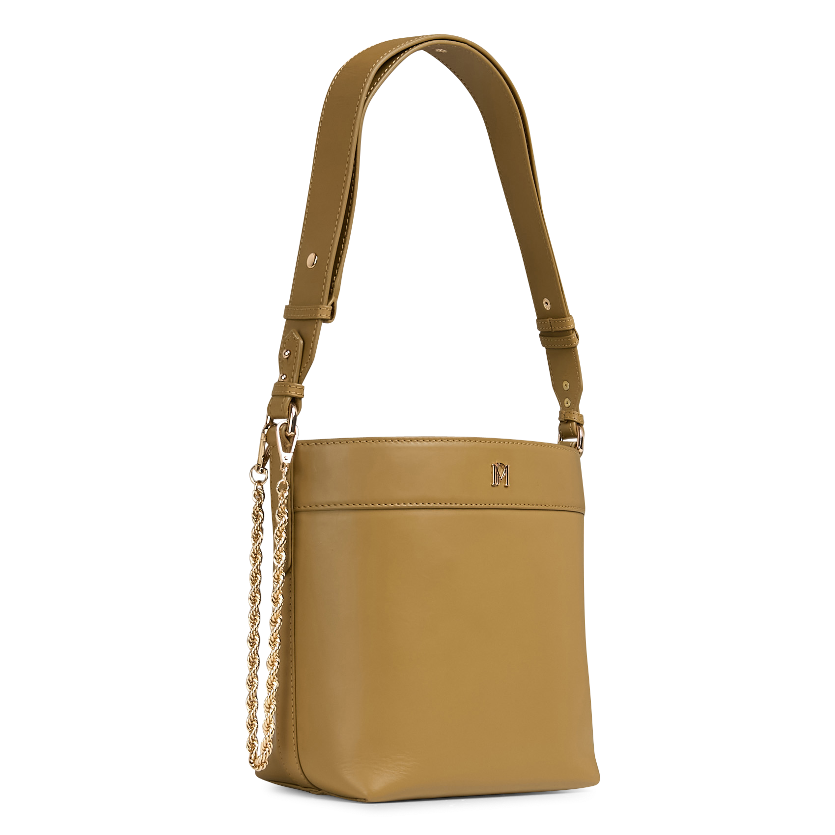 Plain leather bucket bag PETITE MENDIGOTE Green