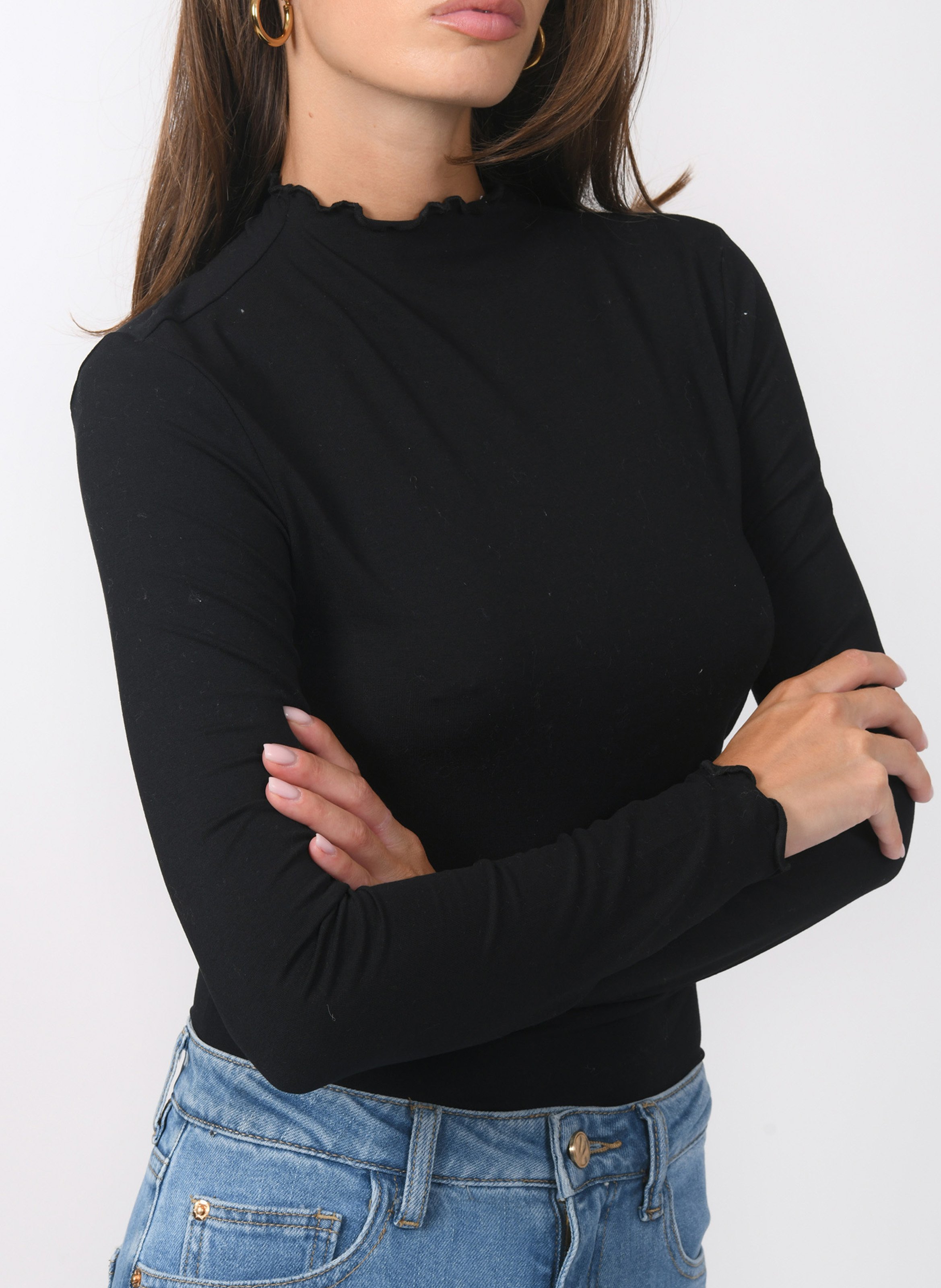 Tee-shirt ajusté effet drapé uni KOOKAI Noir