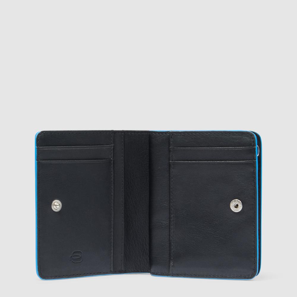 Women's small leather wallet with coin pocket, credit card slots, RFID protection PIQUADRO Black