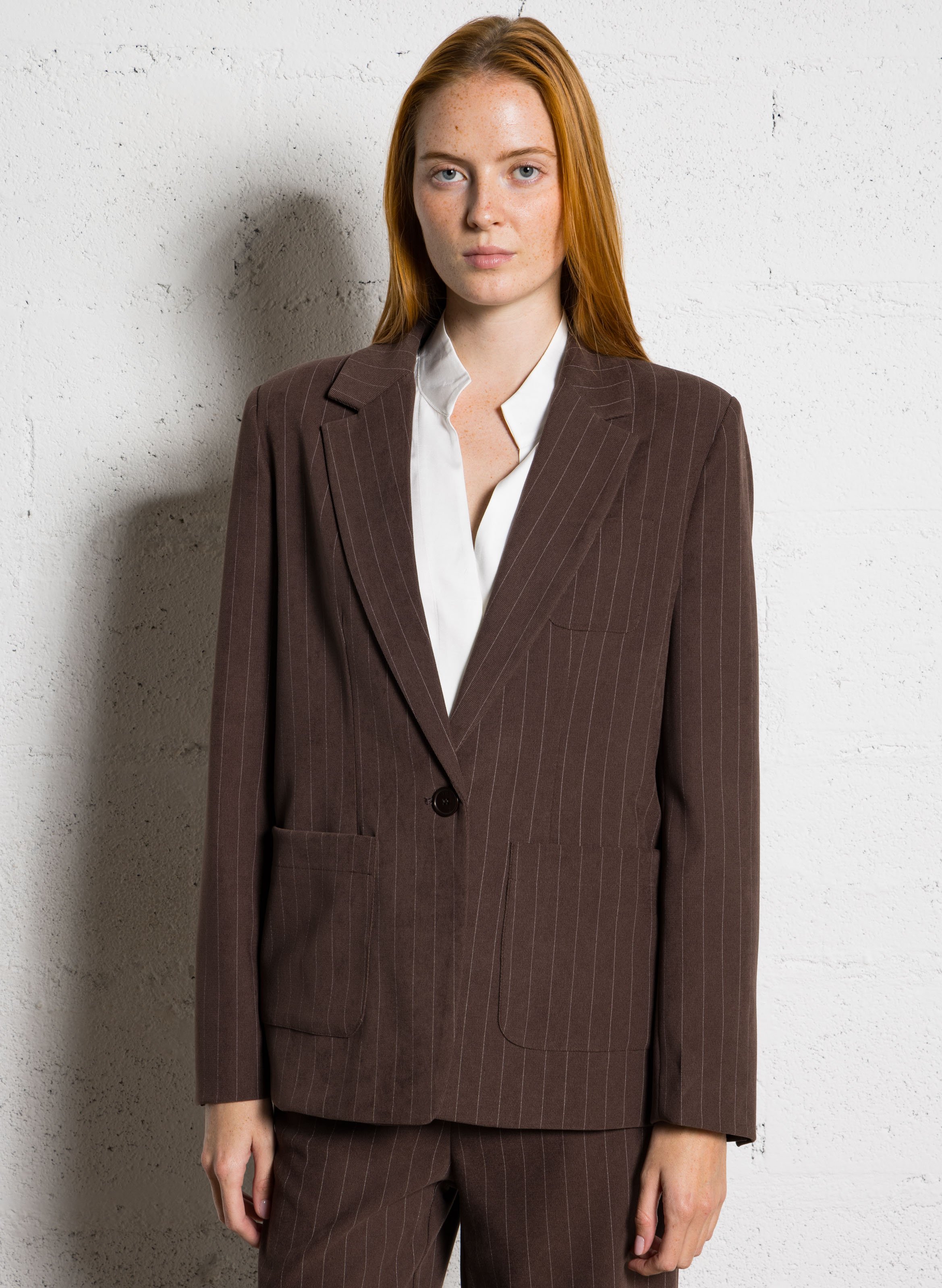 Gestreepte blazer PLEASE Bruin