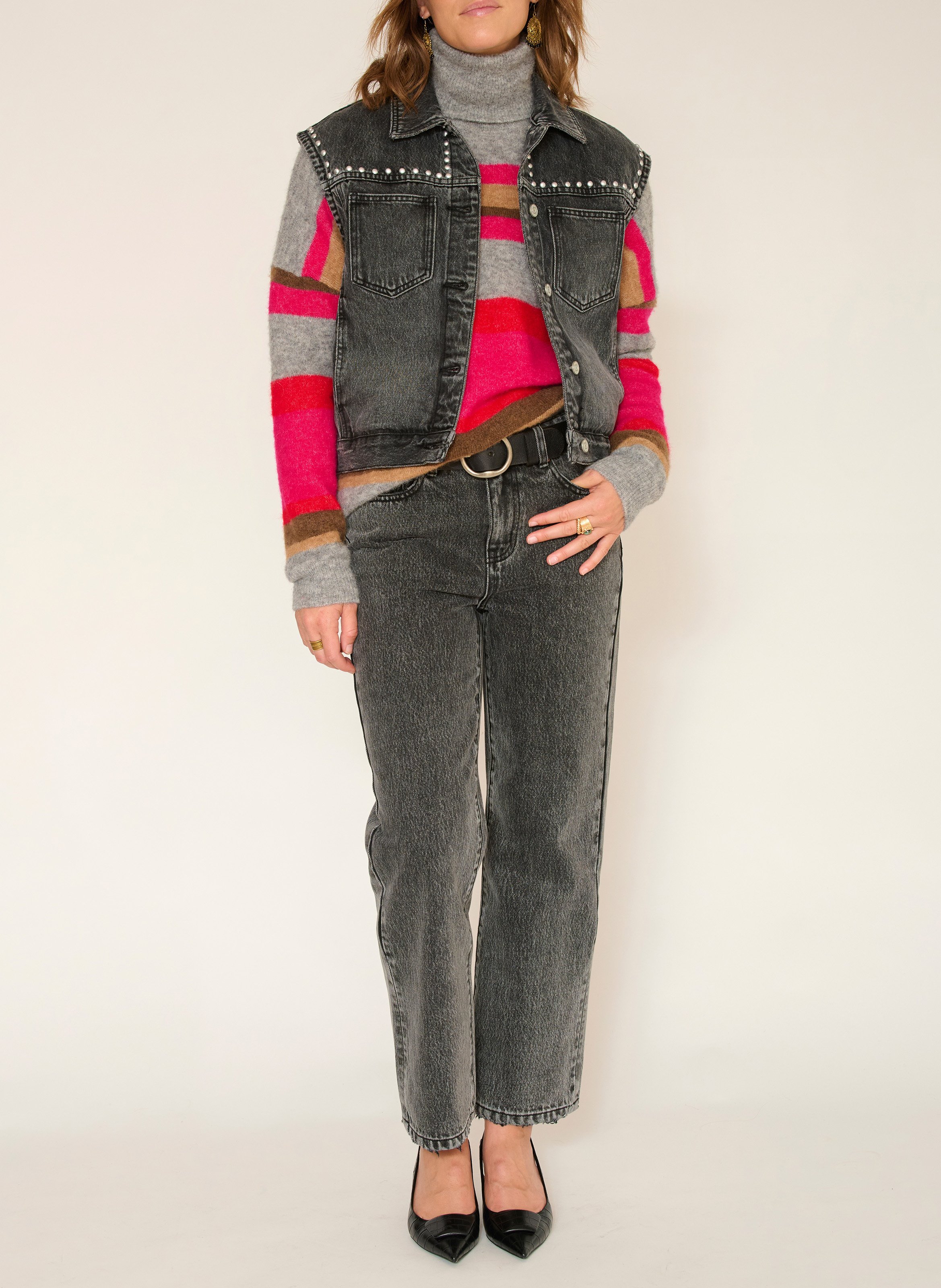 Jean droit en coton MKT Gris