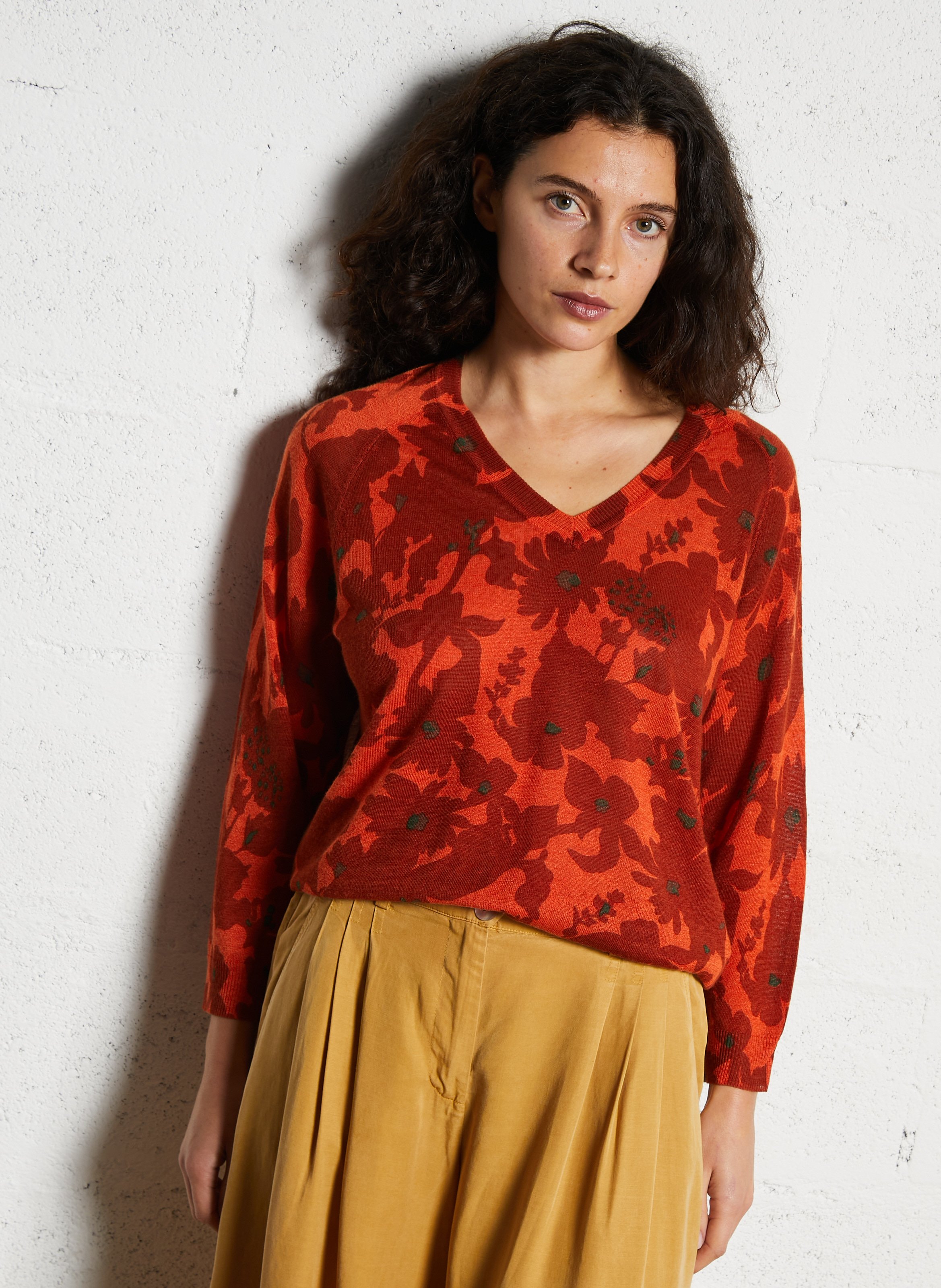 Pull col v fleurs NICE THINGS