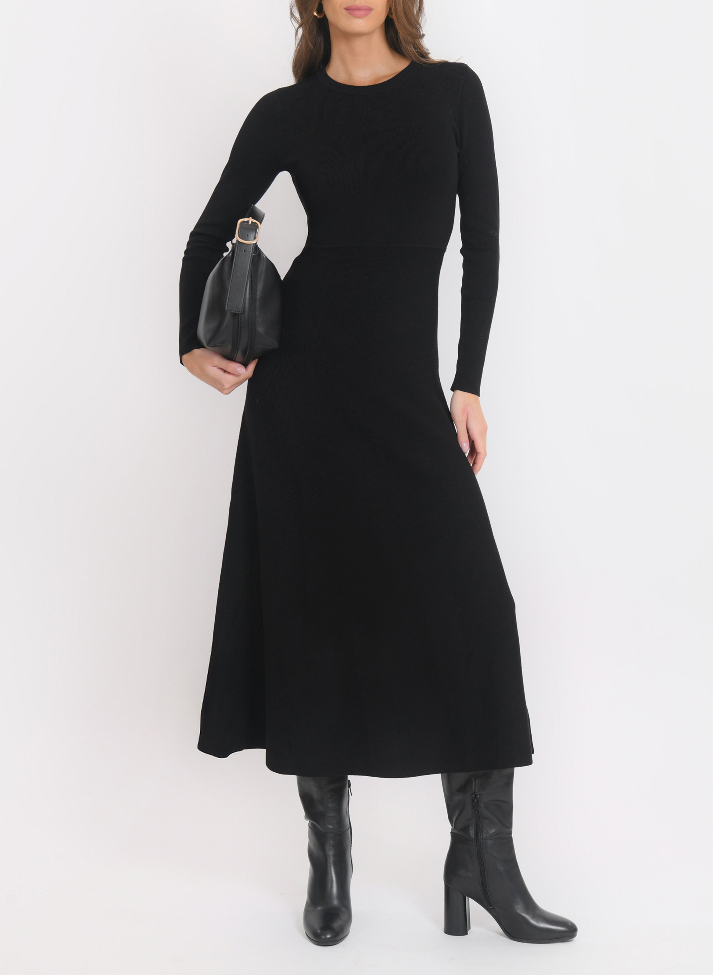 Robe pull longue col V KOOKAI Noir