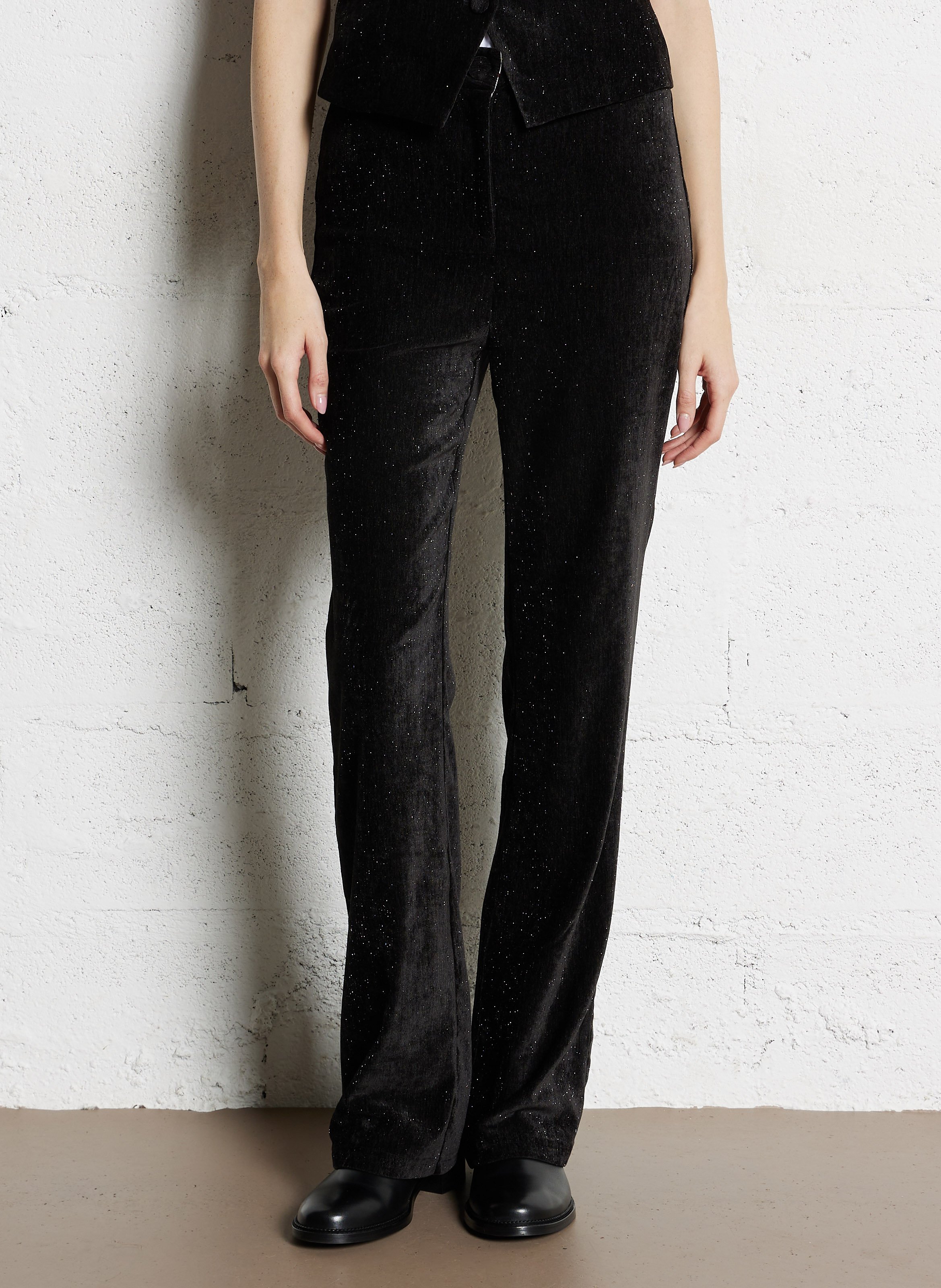 Pantalon flare en velours pailleté LA PETITE ETOILE Noir