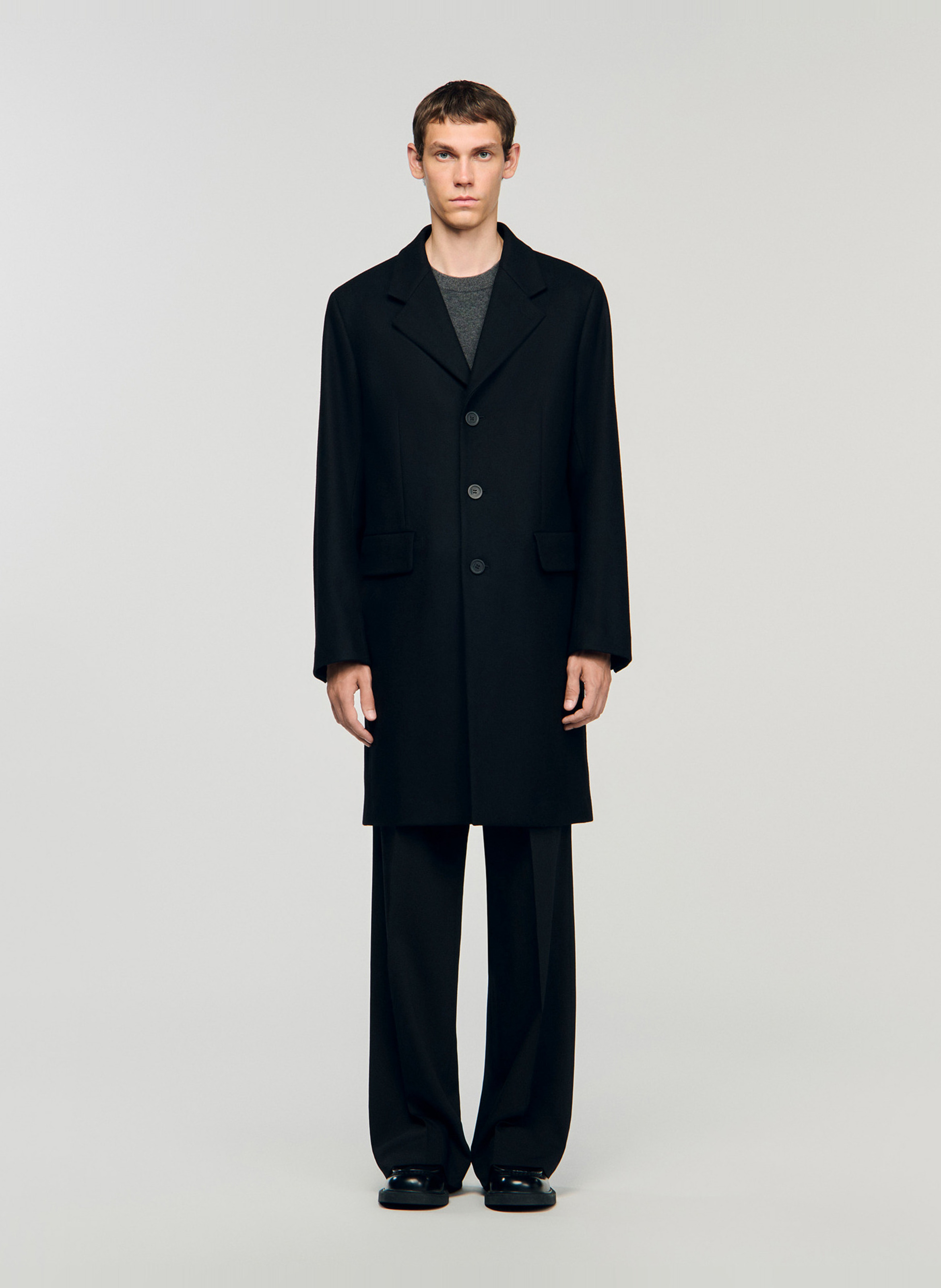 Alpaca wool coat  SANDRO Black