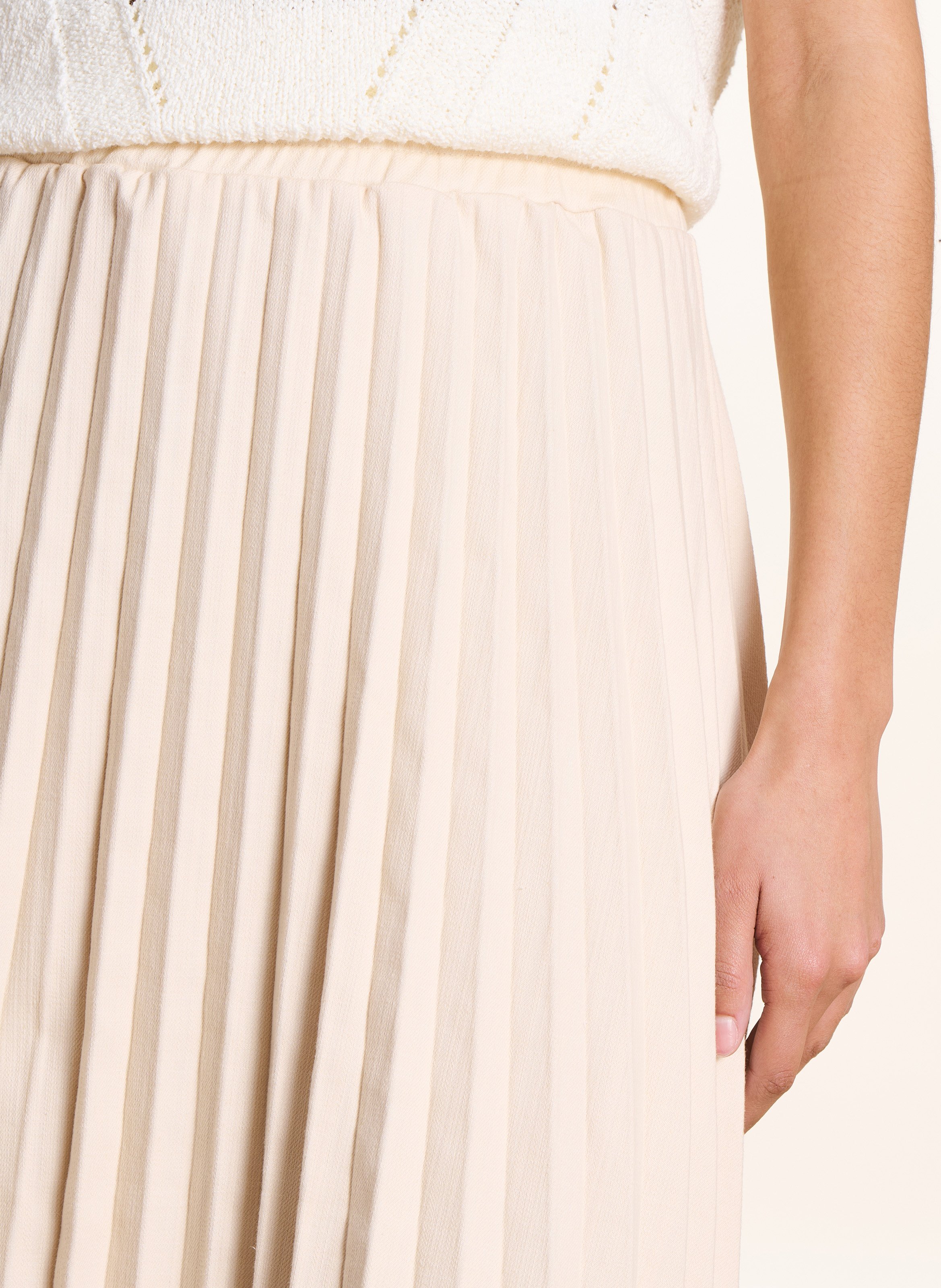 Jupe en denim évasée en coton mélangé LA FEE MARABOUTEE Blanc