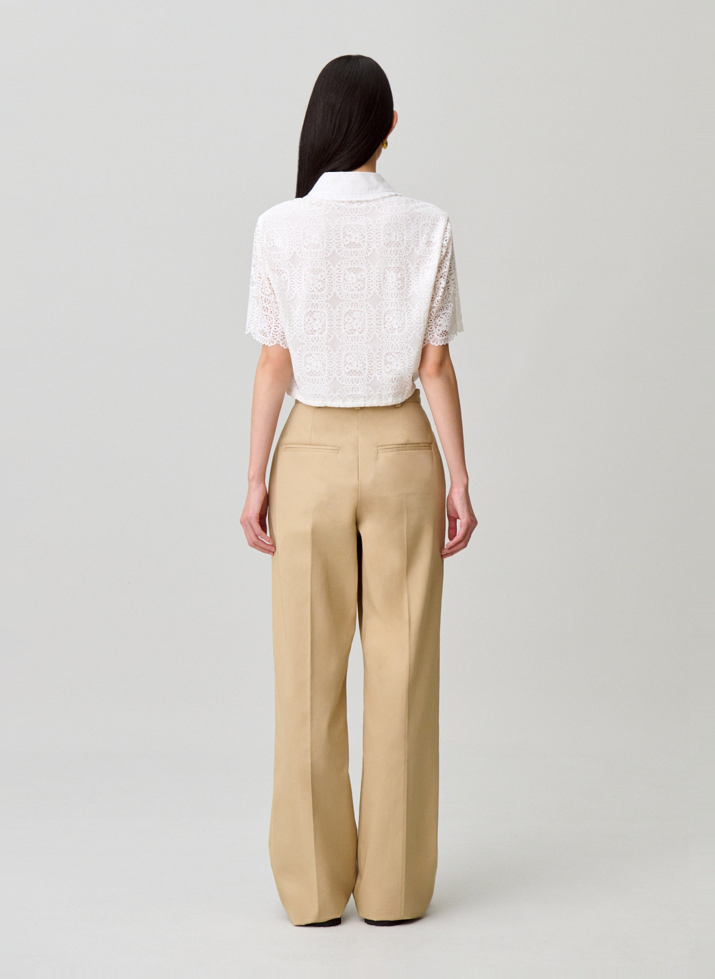 Chemise droite col classique en dentelle CLAUDIE PIERLOT Blanc