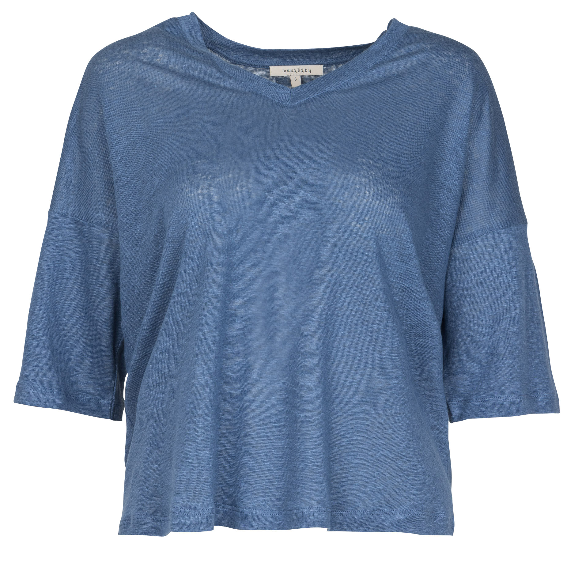 Dunne, linnen trui met V-hals HUMILITY Blauw