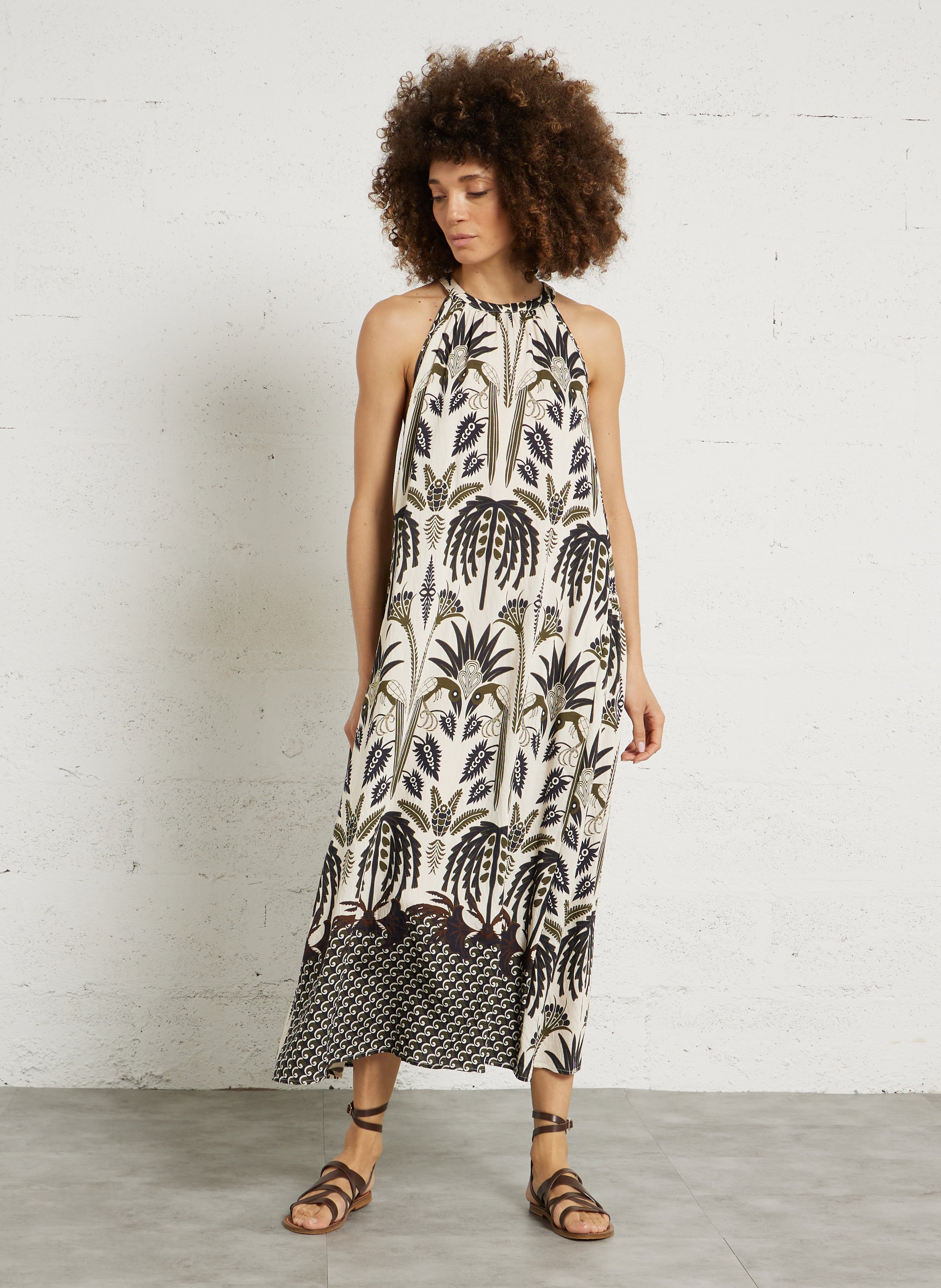 Robe longue imprimée SEE U SOON Kaki