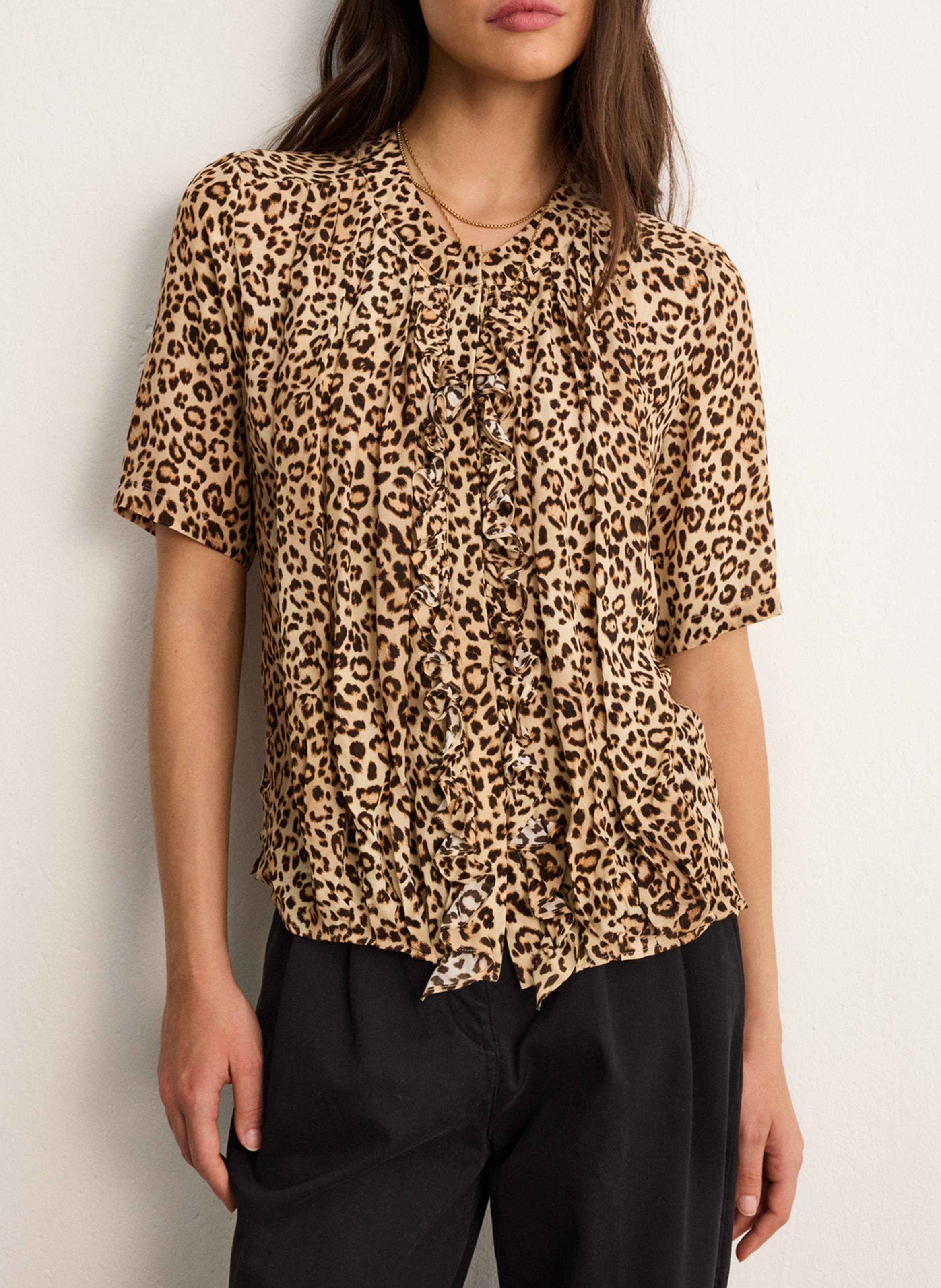 Printed straight top  PABLO Beige