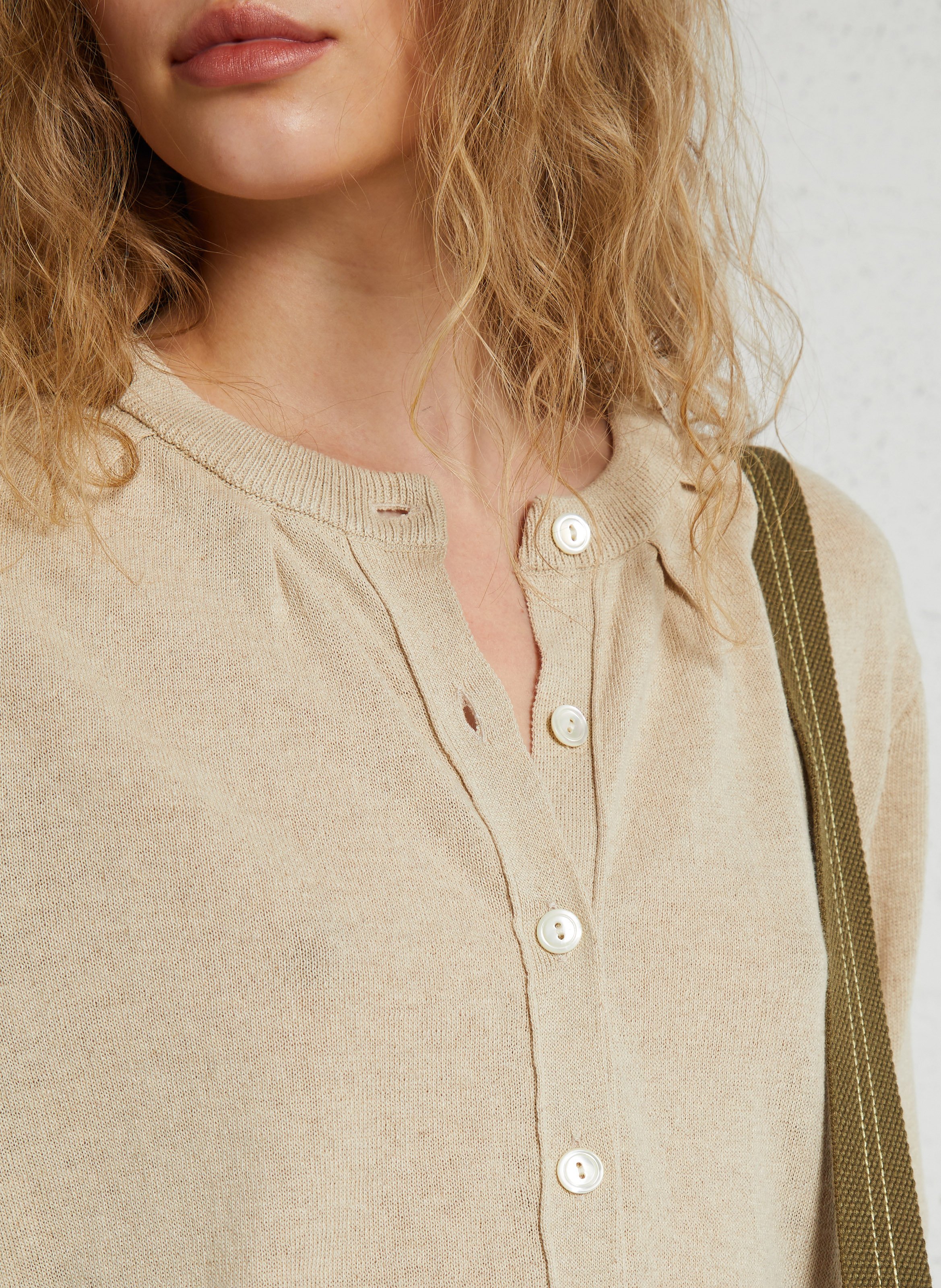 Oversized round neck vest BELLEROSE Beige