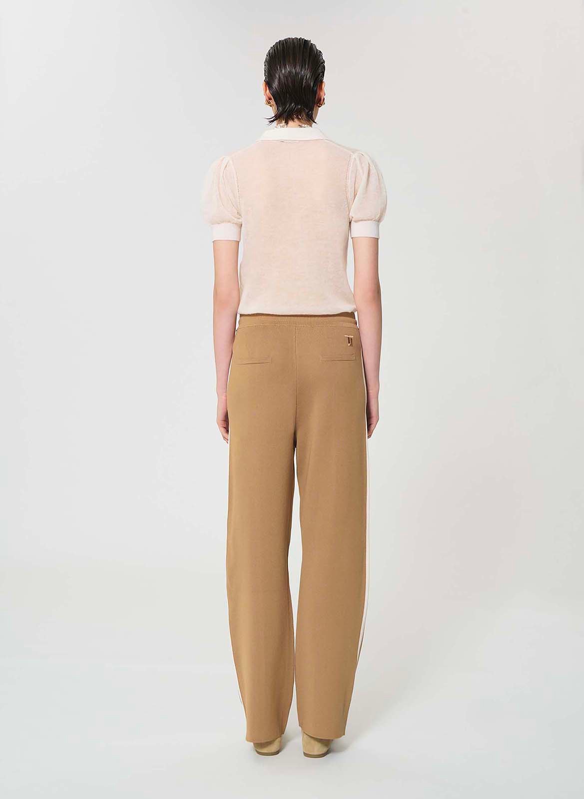 Pantalon droit en maille TARA JARMON Marron