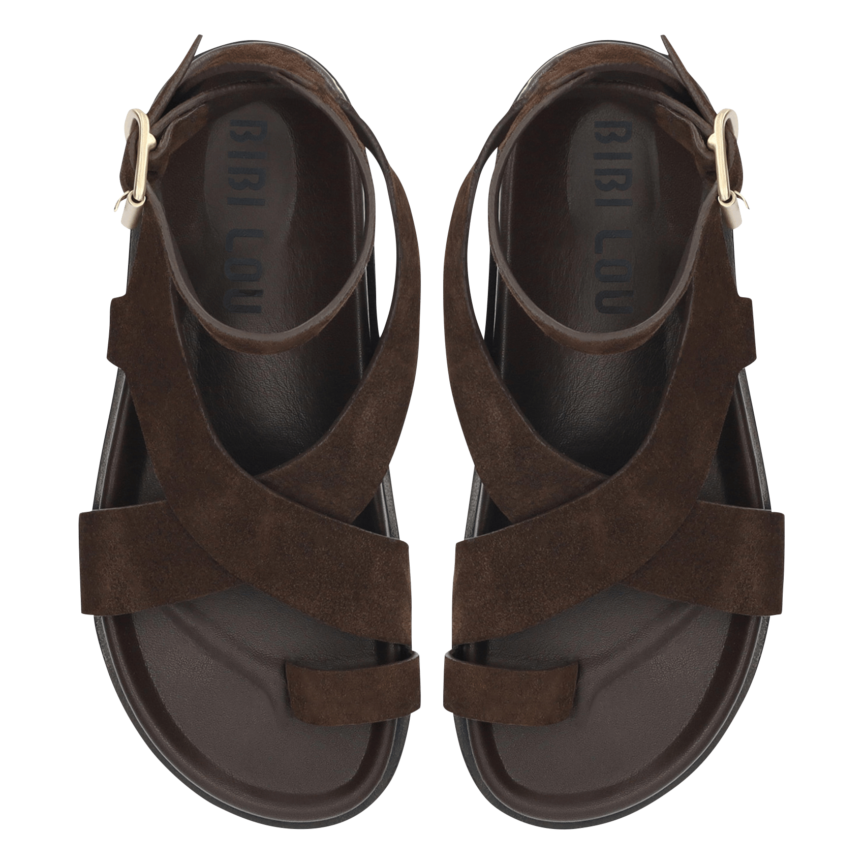 Sandales plates à lanières en daim BIBI LOU Marron