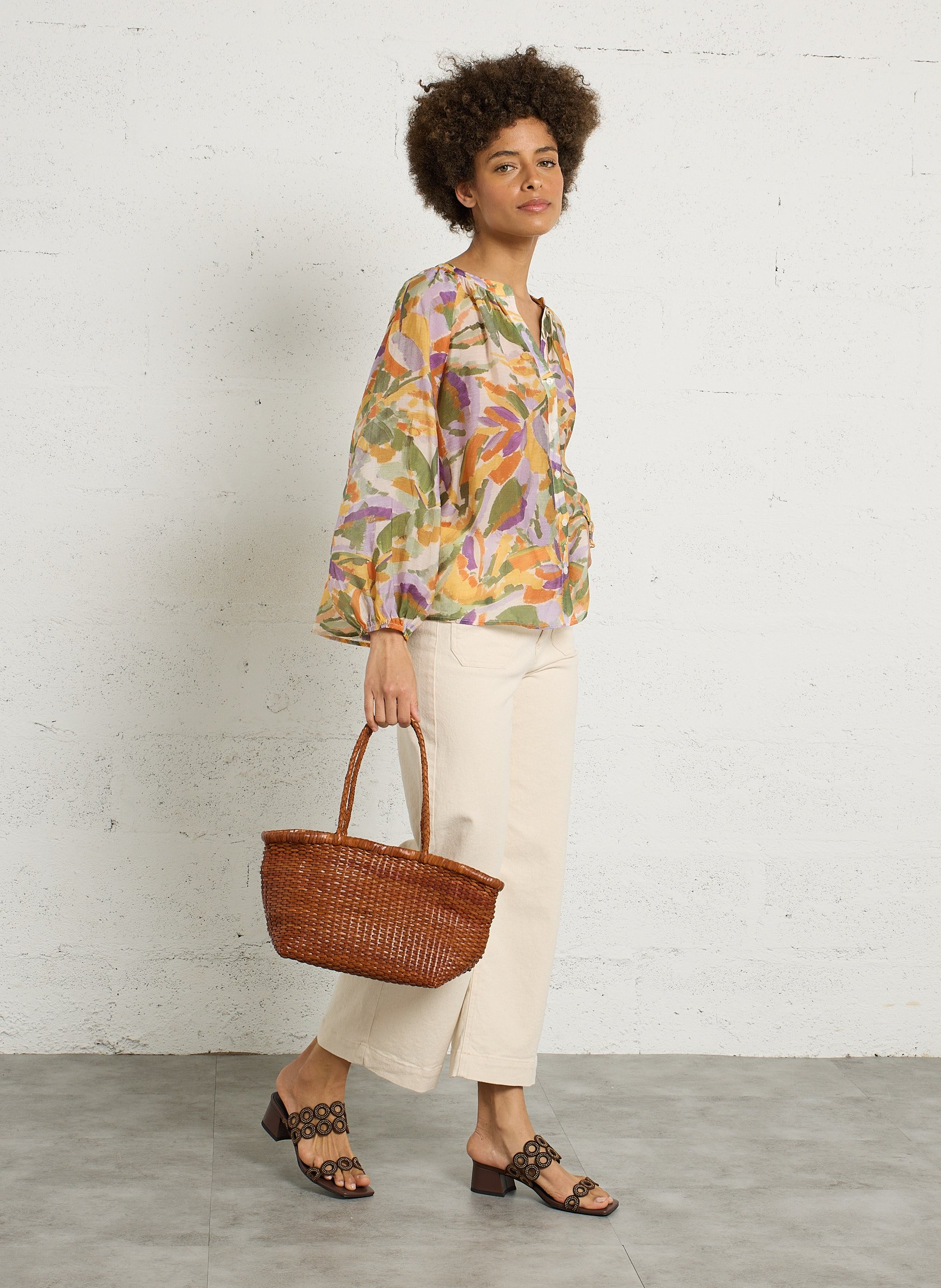 Gevlochten leren boodschappentas DRAGON DIFFUSION Bruin