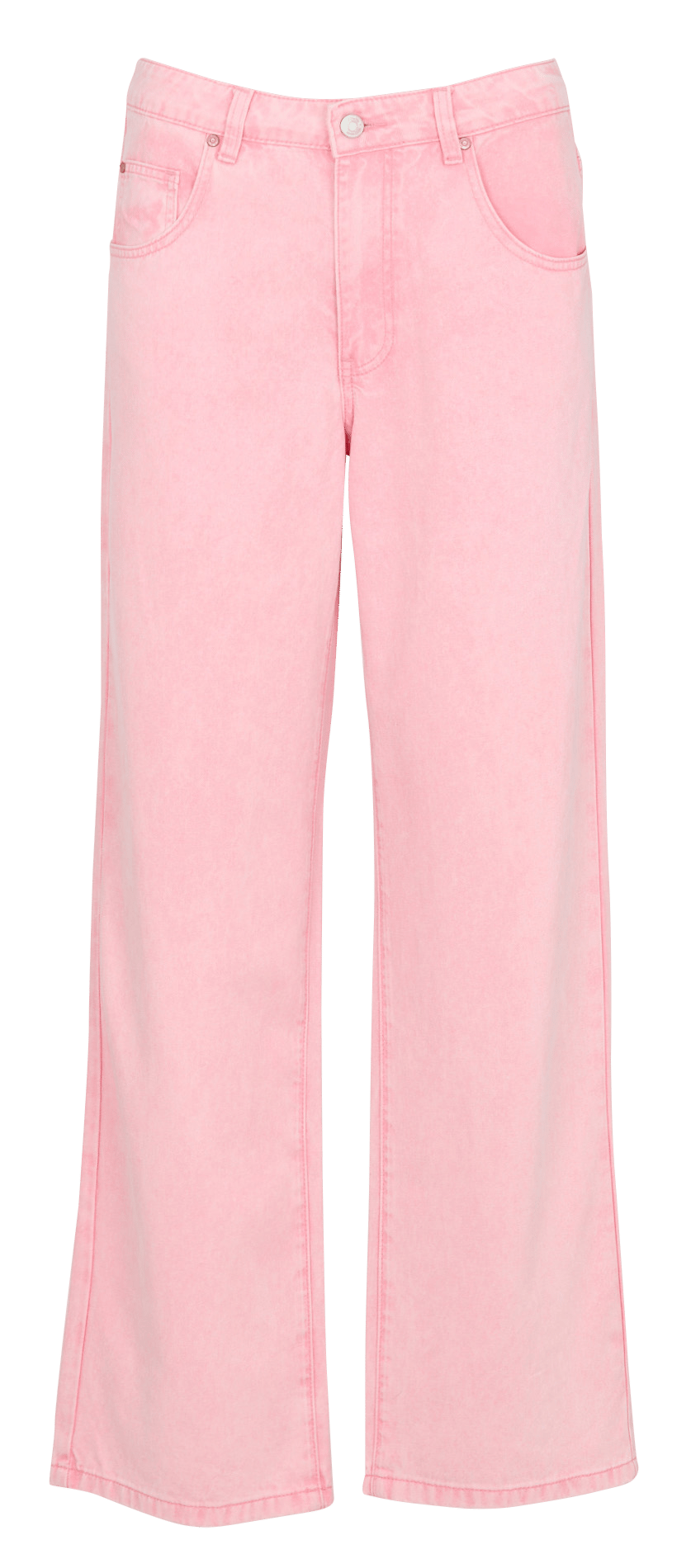 - Rechte jeans
- 5 zakken
- Recht model
- Verwassen effect MKT Roze