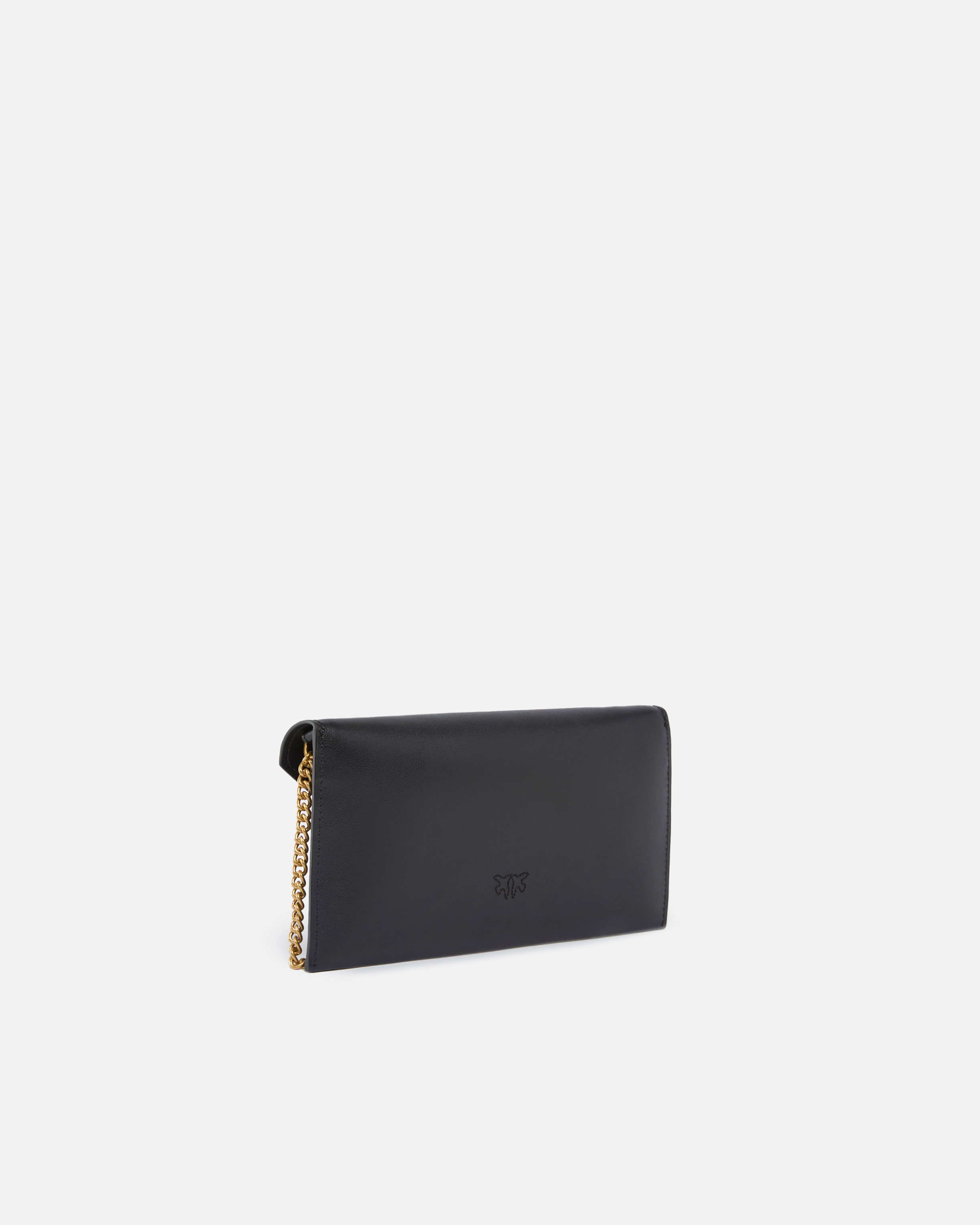 Small envelope clutch in smooth leather with love birds logo PINKO Black